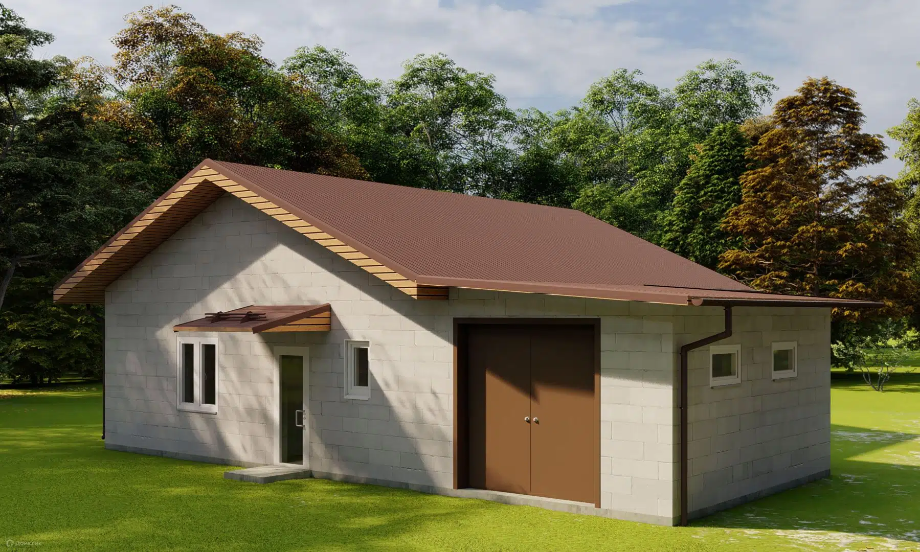 Проект дома «Макарово» компании Строим45 из материала Газобетонные блоки площадью 91м² под ключ за 5080000₽ в Донецке | 1 этаж, 2 спальни, 2 санузла – Домклик