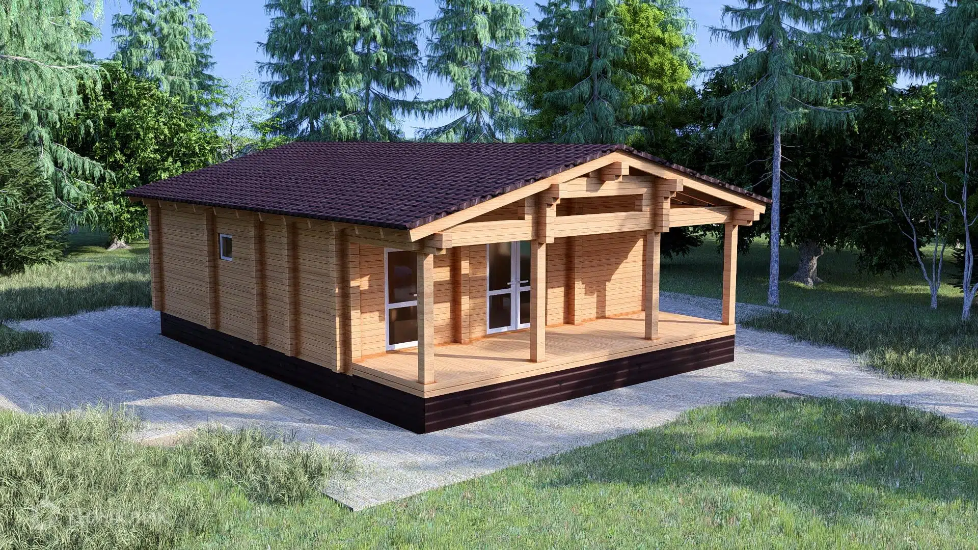 Проект дома «Деревянный дом-шале ПБ-90/1» компании ИЗБА из материала Профилированный брус площадью 89.9м² под ключ за 4210000₽ в Донецке | 1 этаж, 2 спальни, 1 санузел – Домклик
