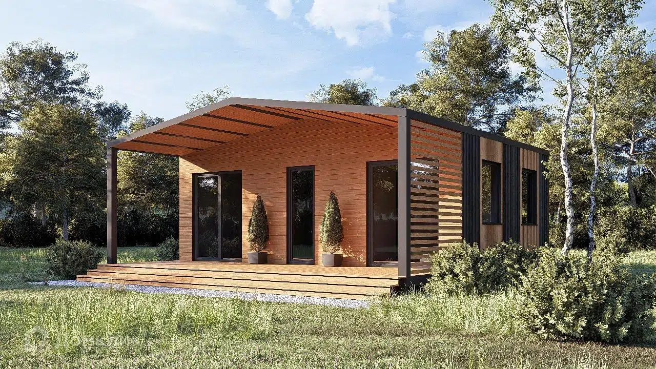 Проект дома «Модульный дом Алтай» компании Стройкаркас из материала Каркасный дом площадью 72м² под ключ за 3200000₽ в Донецке | 1 этаж, 2 спальни, 1 санузел – Домклик