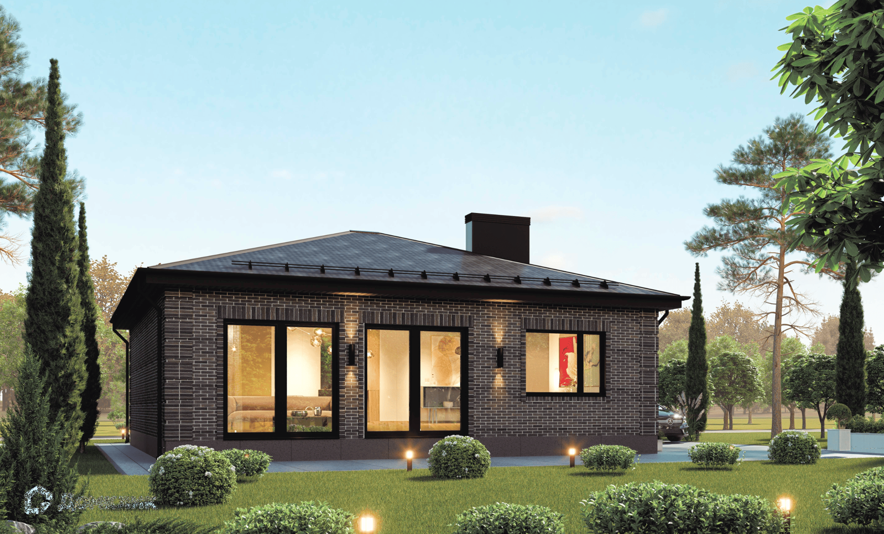 Проект дома «ВХ-96» компании Welcome Home из материала Пенобетонные блоки площадью 96м² под ключ за 6201675₽ в Донецке | 1 этаж, 3 спальни, 1 санузел – Домклик