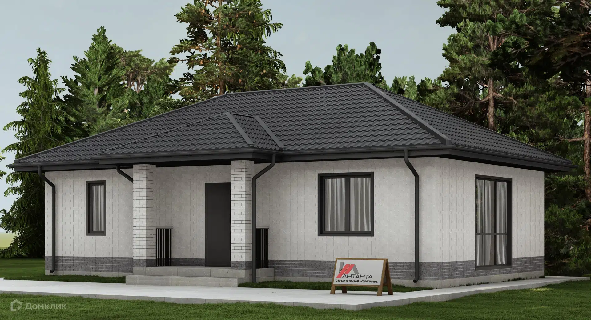 Проект дома «Аспен-68тб» компании ООО «СК Антанта 24» из материала Теплобетон площадью 68.4м² под ключ за 6430000₽ в Луганске | 1 этаж, 2 спальни, 2 санузла – Домклик