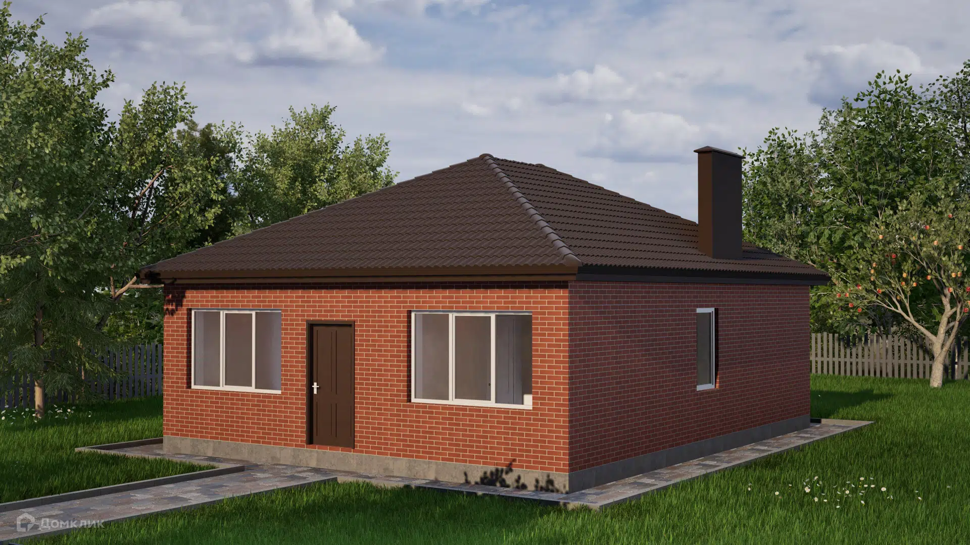 Проект дома «Проект - 38911» компании ИП Петрова В.В. из материала Кирпич площадью 78м² под ключ за 4480000₽ в Донецке | 1 этаж, 3 спальни, 2 санузла – Домклик