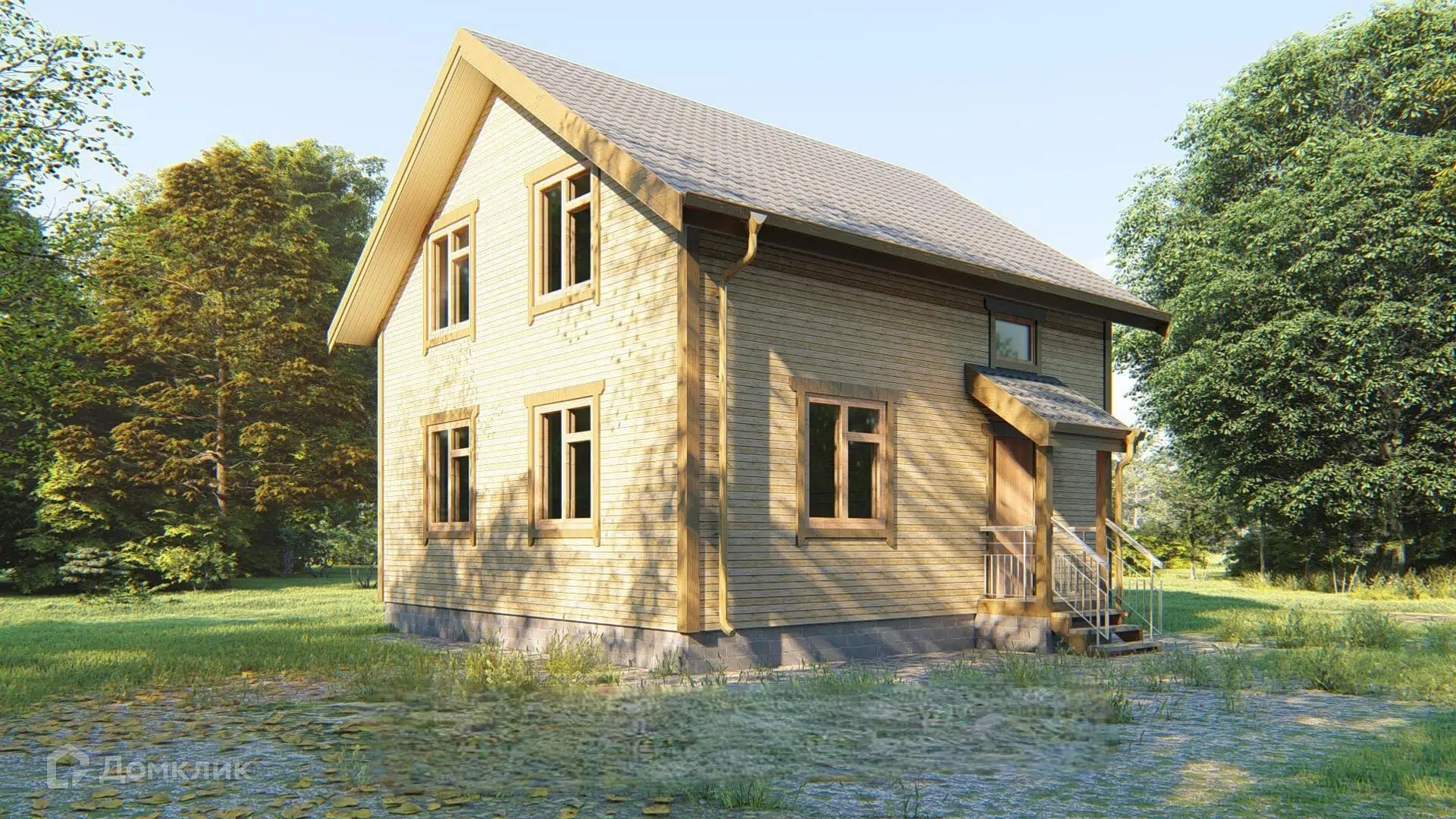 Проект дома «Каркасный дом (КД02)» компании ИП Вахрамеева ТА из материала Каркасный дом площадью 117м² под ключ за 4815000₽ в Донецке | 2 этажа, 2 спальни, 1 санузел – Домклик