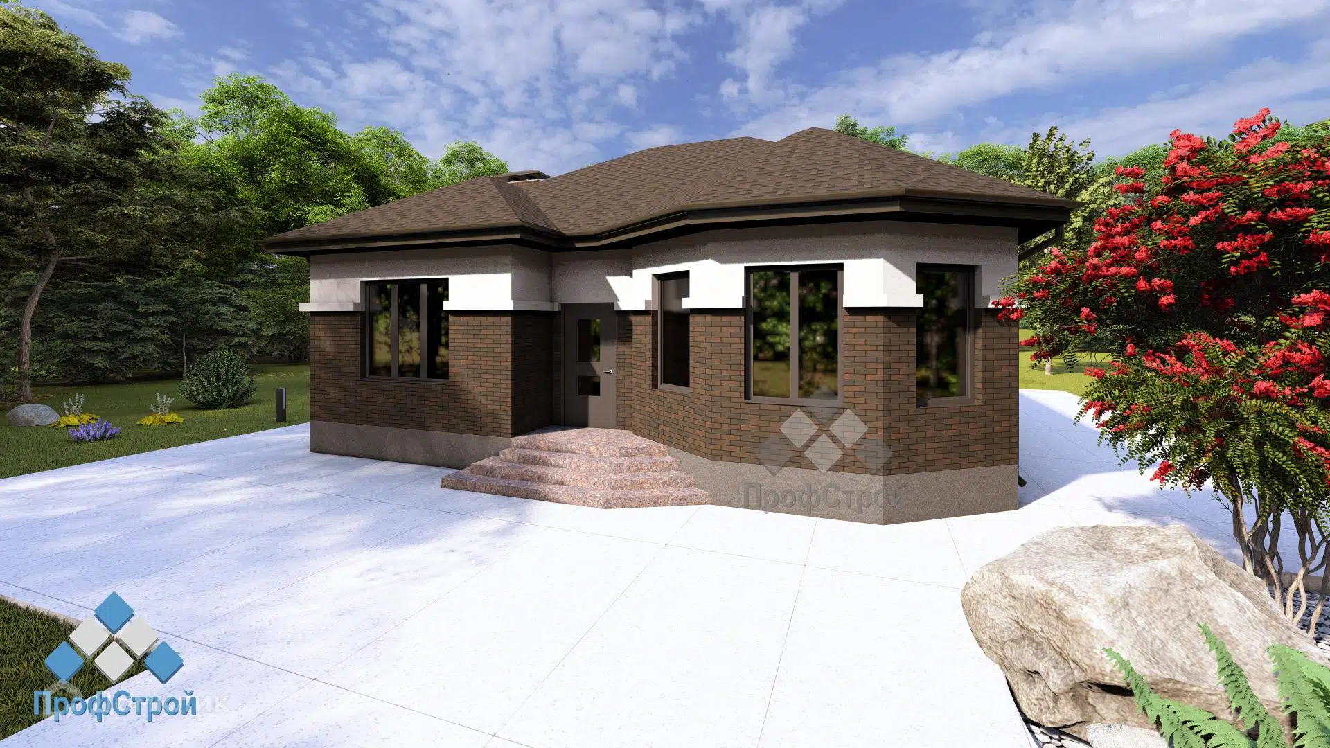 Проект дома «Галактика» компании ПрофСтрой из материала Газобетонные блоки площадью 96.98м² под ключ за 5350000₽ в Донецке | 1 этаж, 3 спальни, 1 санузел – Домклик