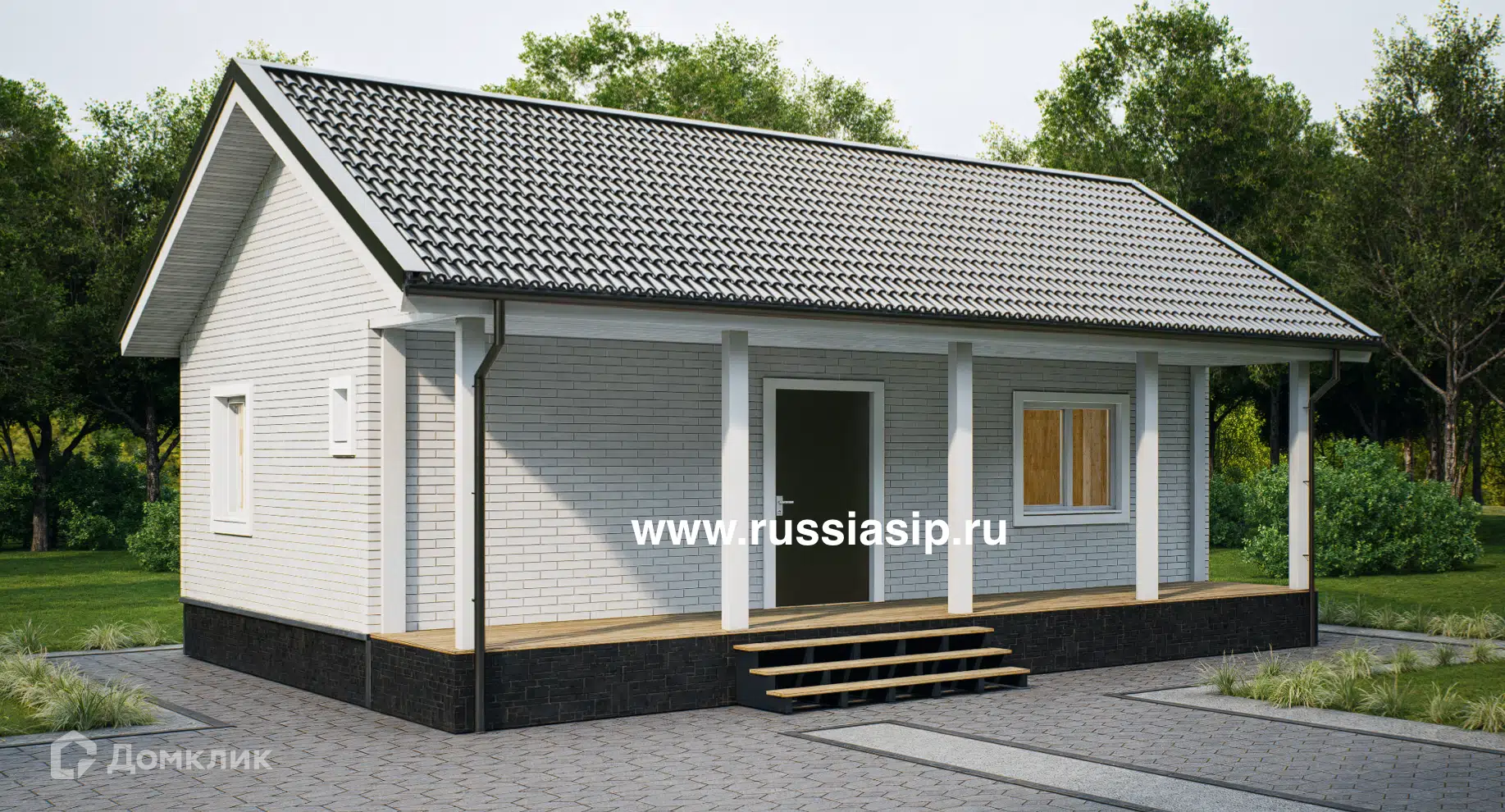 Проект дома «ТОЛКАЙ» компании Ассоциация СИП из материала SIP-панели площадью 64м² под ключ за 2560000₽ в Донецке | 1 этаж, 2 спальни, 1 санузел – Домклик