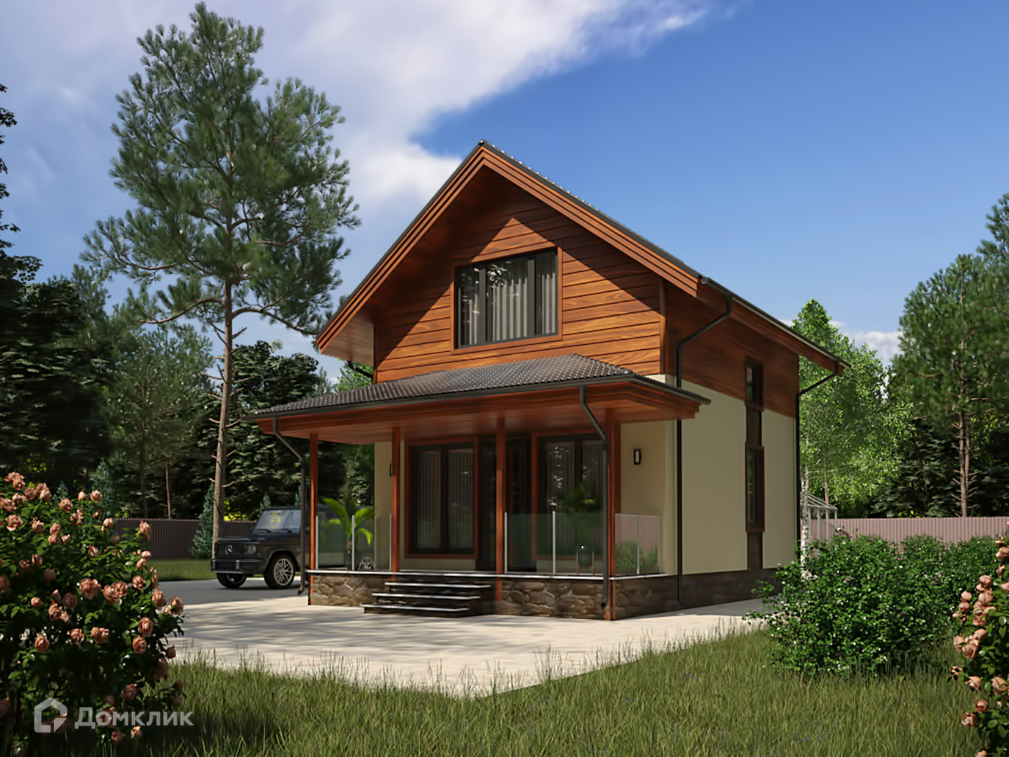 Проект дома «Дакота» компании Вигвам.ру из материала Газобетонные блоки площадью 81.8м² под ключ за 3767006₽ в Донецке | 2 этажа, 2 спальни, 1 санузел – Домклик