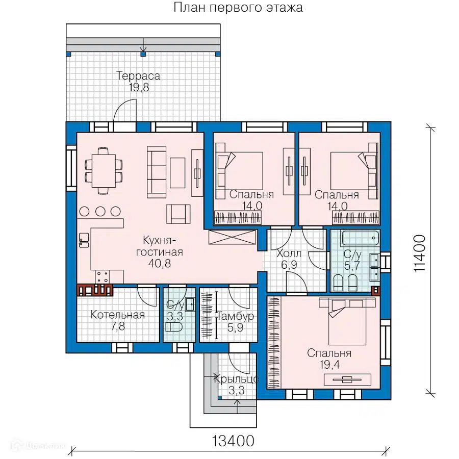 Планировка 1 этажа