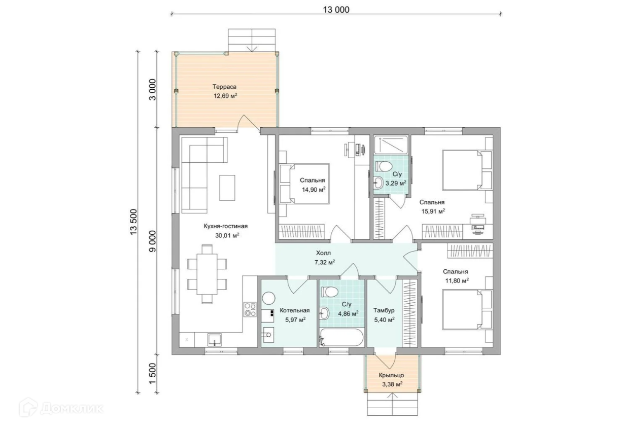 Планировка 1 этажа