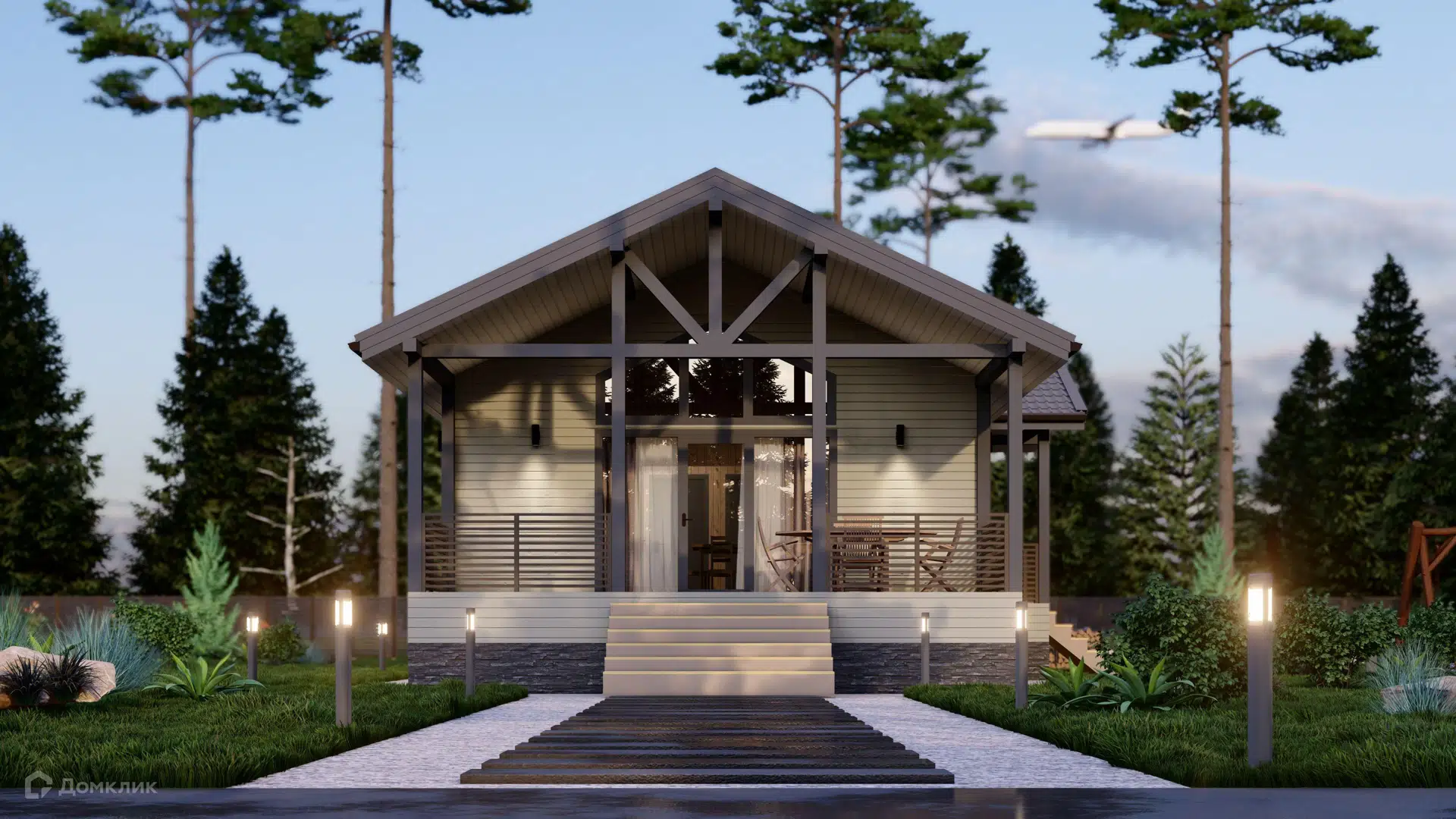 Проект дома «Мюнхен» компании Каркас Поволжья из материала Каркасный дом площадью 71м² под ключ за 3443900₽ в Луганске | 1 этаж, 2 спальни, 1 санузел – Домклик