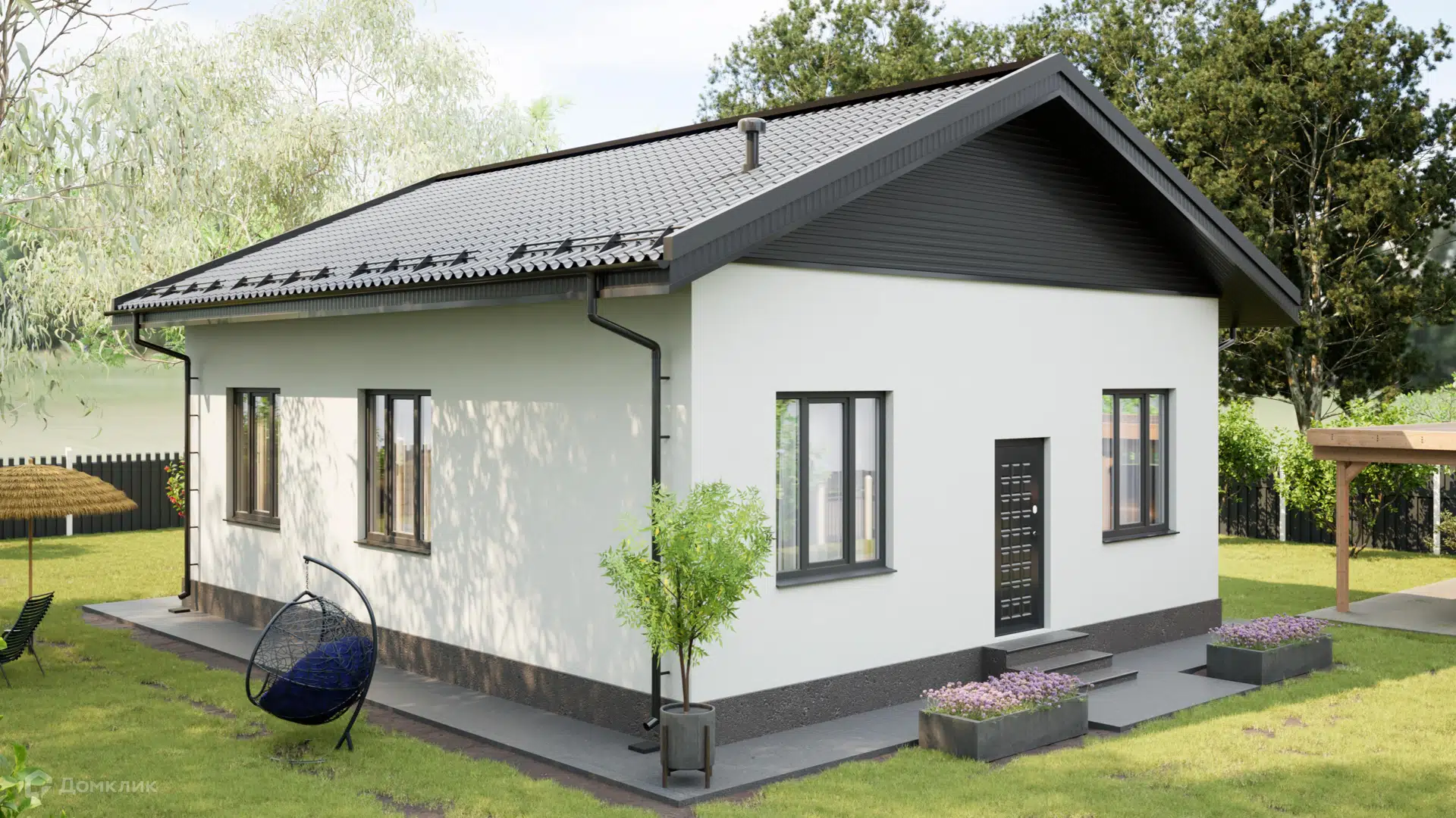 Проект дома «Дом 80м2» компании Хороший Дом из материала Газобетонные блоки площадью 80м² под ключ за 6670000₽ в Луганске | 1 этаж, 3 спальни, 1 санузел – Домклик