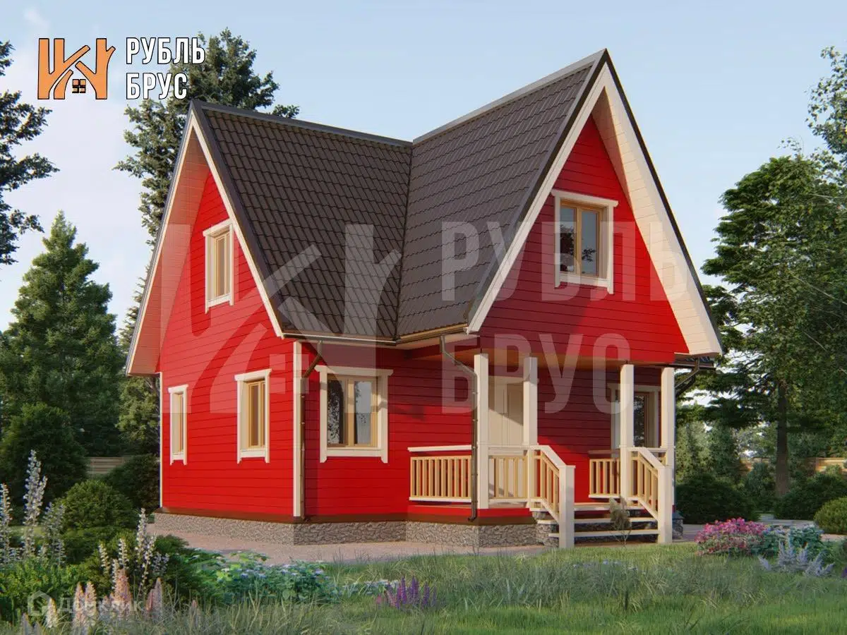 Проект дома «Каркасный дом «Лукьян»» компании РубльБрус строительство деревянных домов и бань по России. из материала Каркасный дом площадью 86м² под ключ за 5210000₽ в Донецке | 2 этажа, 5 спален, 1 санузел – Домклик