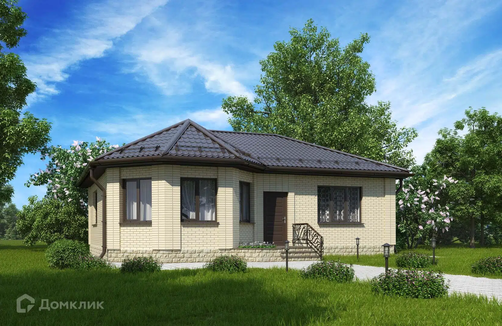 Проект дома «Проект №14» компании Новация из материала Керамические блоки площадью 85м² под ключ за 5508000₽ в Донецке | 1 этаж, 2 спальни, 1 санузел – Домклик