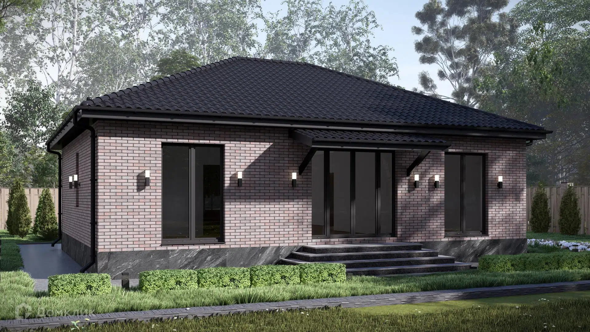 Проект дома «Одноэтажный жилой дом 102 квм» компании Строительная Компания «Алмистрой» из материала Газосиликатные блоки площадью 102м² под ключ за 5100000₽ в Донецке | 1 этаж, 3 спальни, 1 санузел – Домклик