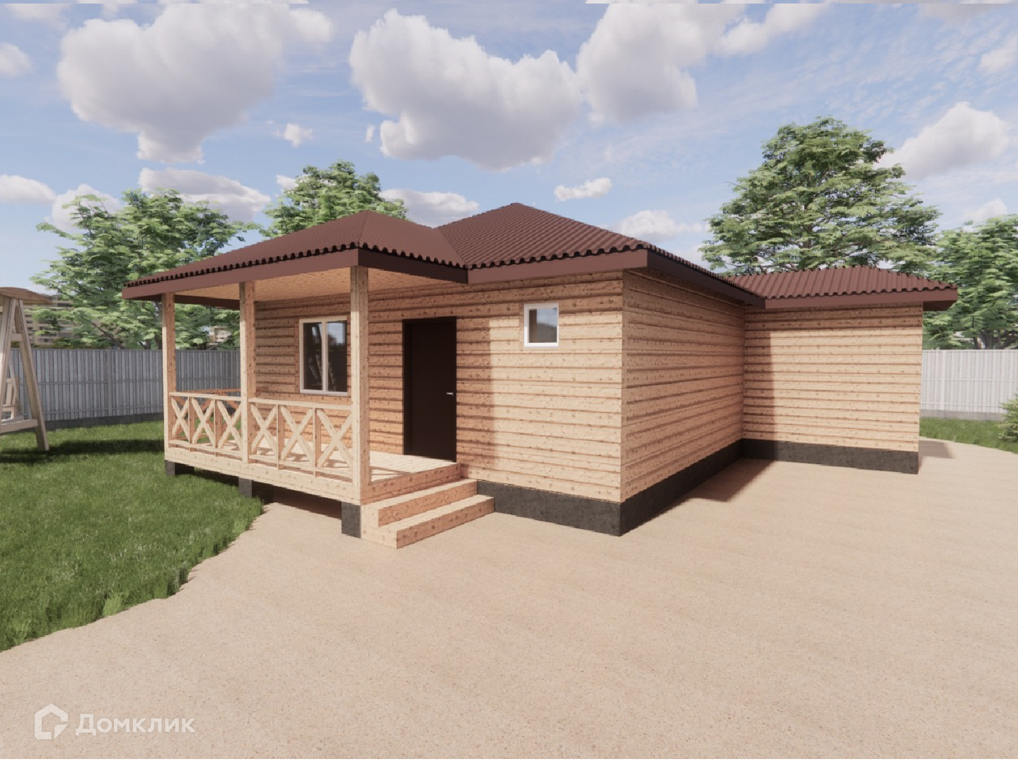 Проект дома «БР-001» компании «Добротный дом 75» из материала Брус естественной влажности площадью 68.26м² под ключ за 4700000₽ в Донецке | 1 этаж, 2 спальни, 1 санузел – Домклик
