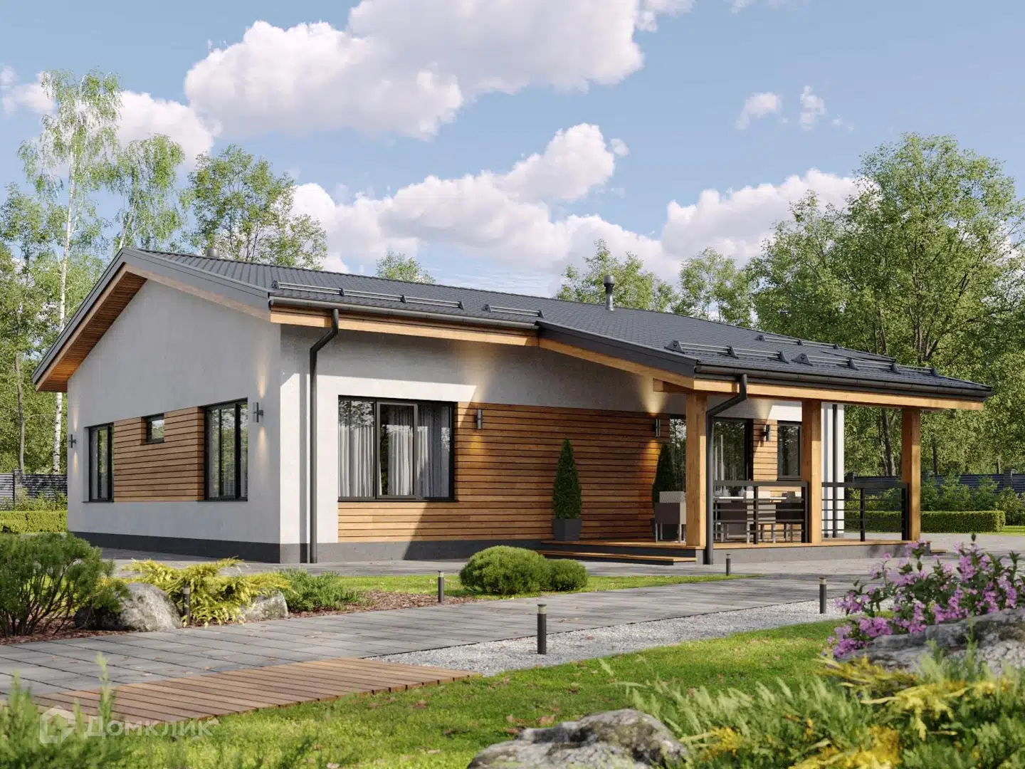 Проект дома «A96» компании ДТМ СТРОЙ из материала Газобетонные блоки площадью 117м² под ключ за 7298125₽ в Донецке | 1 этаж, 3 спальни, 2 санузла – Домклик
