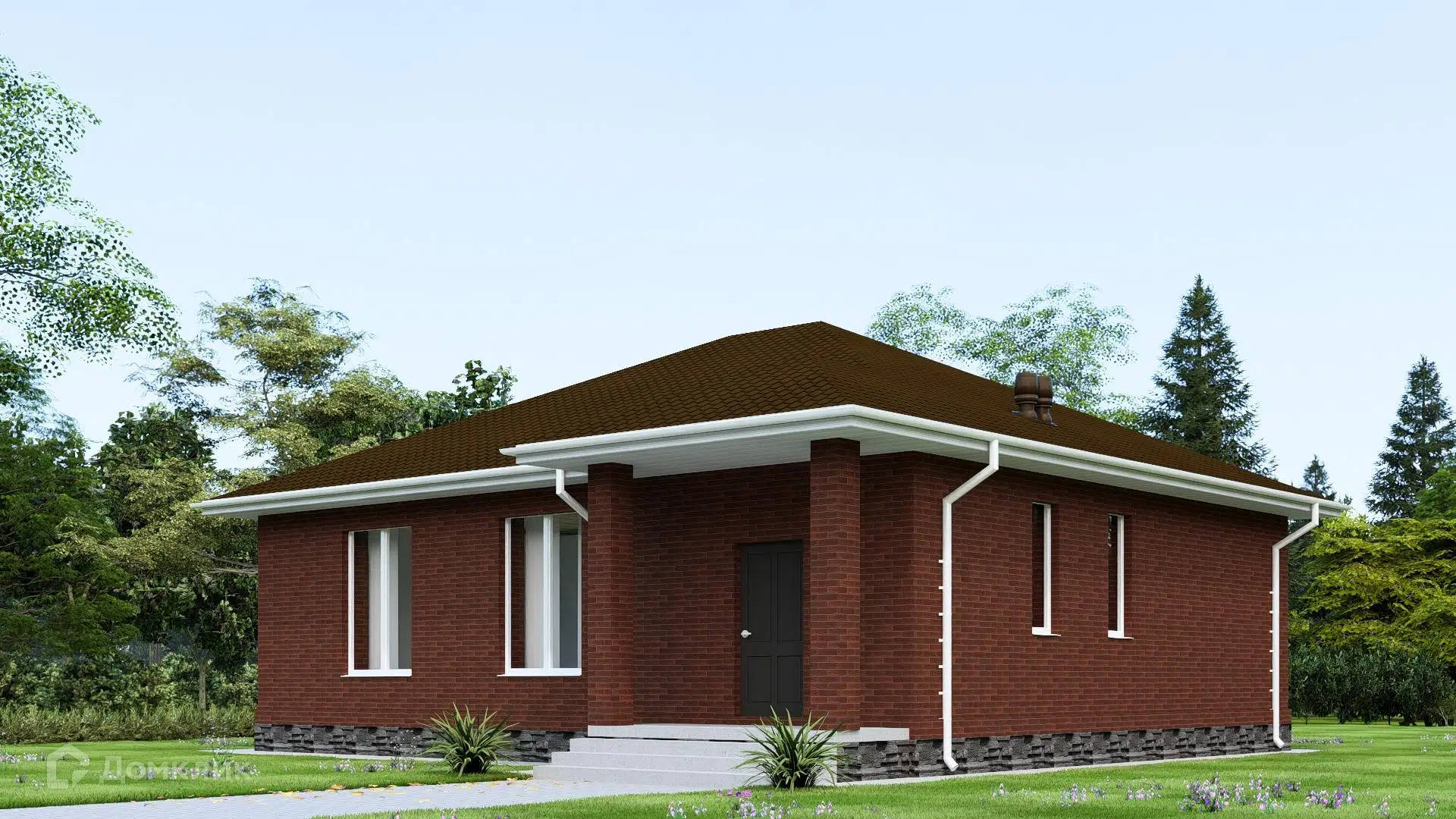 Проект дома «Неаполь 105» компании АрхСтройМонтаж из материала Газосиликатные блоки площадью 105м² под ключ за 6950000₽ в Луганске | 1 этаж, 3 спальни, 2 санузла – Домклик