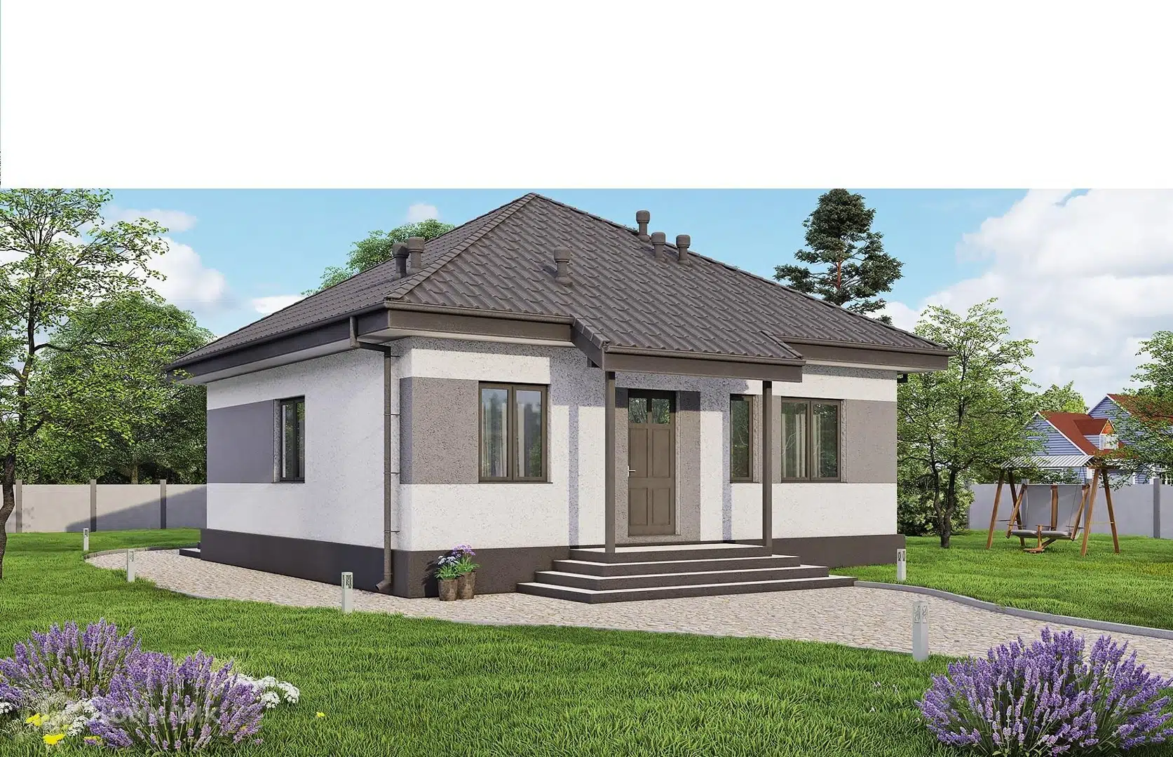 Проект дома «Загородный дом - 84» компании ООО «Мастер Билл Сахалин 2020» из материала Газобетонные блоки площадью 69.84м² под ключ за 9000000₽ в Донецке | 1 этаж, 2 спальни, 1 санузел – Домклик