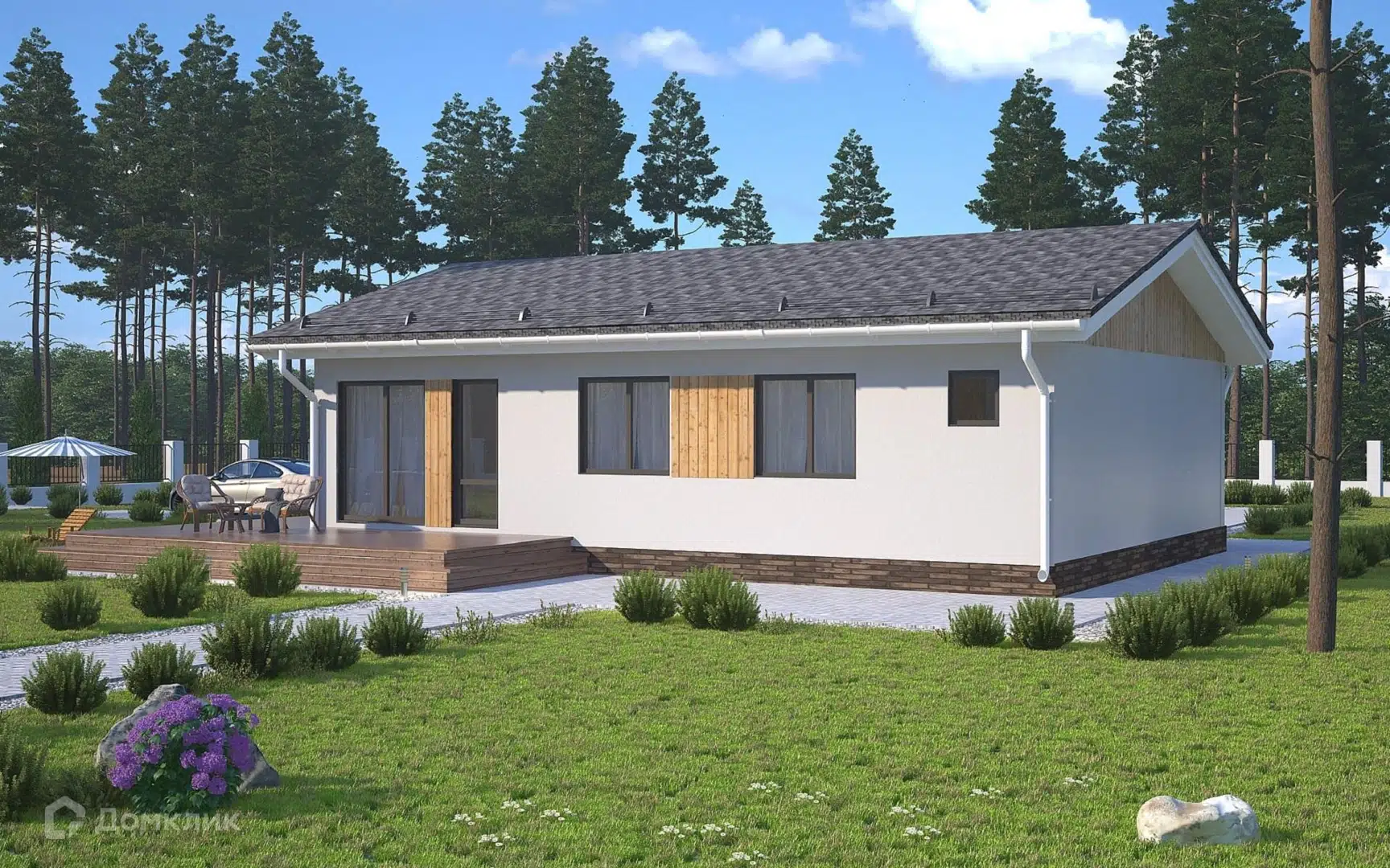 Проект дома «Александрия» компании Теплодина из материала Газобетонные блоки площадью 105м² под ключ за 7875000₽ в Донецке | 1 этаж, 3 спальни, 2 санузла – Домклик