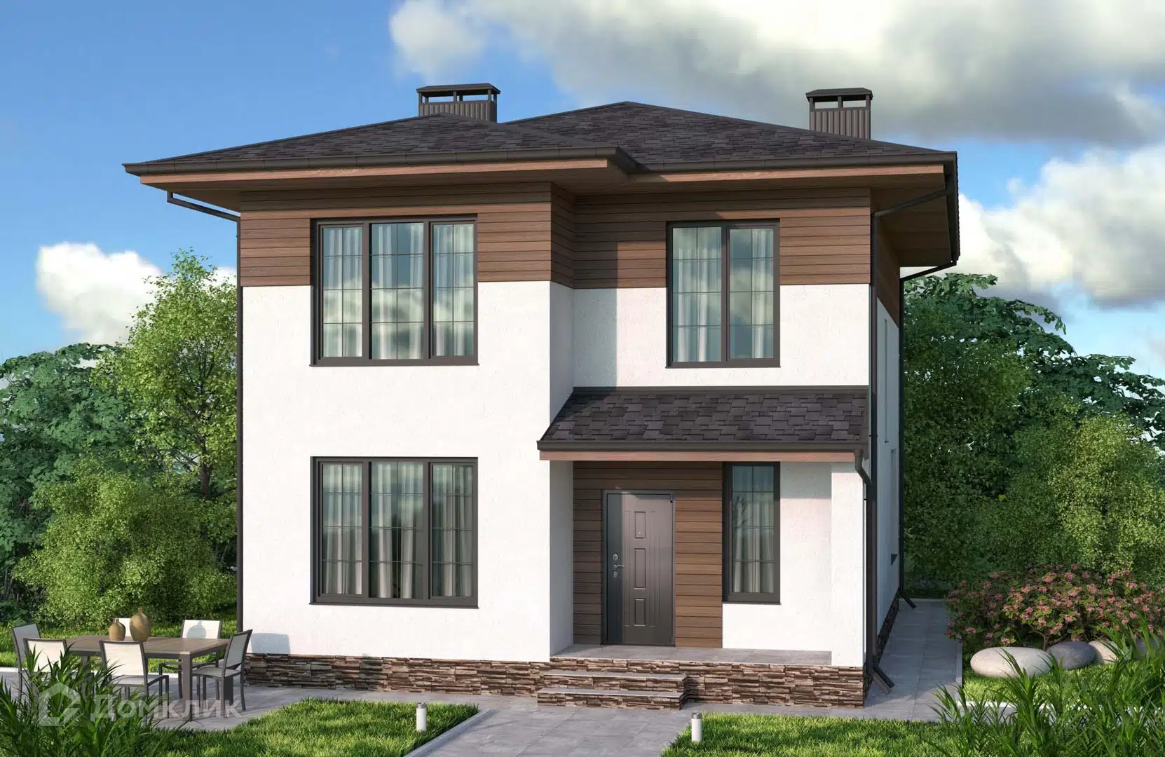 Проект дома «Nova-388» компании СК «Новация»- Анапа - Геленджик - Новороссийск из материала Керамзитобетонные блоки площадью 132м² под ключ за 6800000₽ в Донецке | 2 этажа, 4 спальни, 2 санузла – Домклик