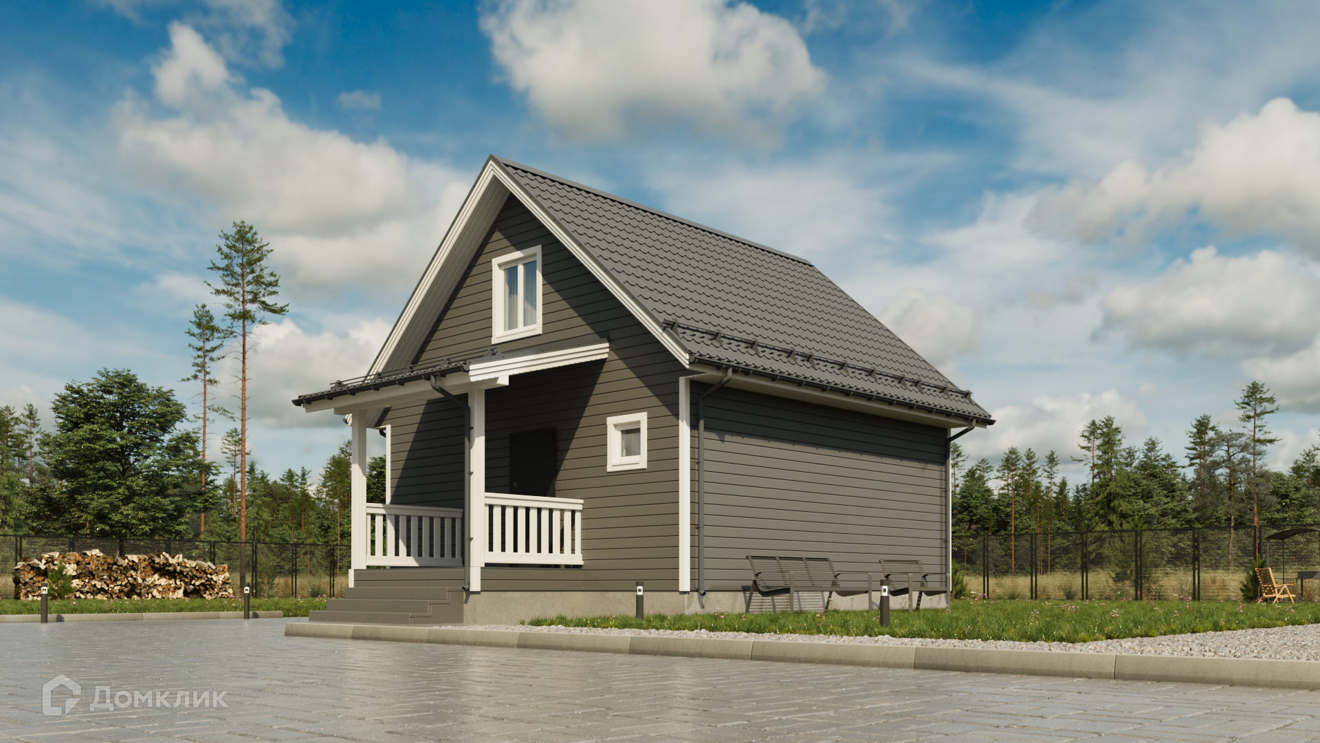 Проект дома «Ари» компании ООО «Комфорт-Проект» из материала Каркасный дом площадью 74м² под ключ за 3100000₽ в Луганске | 2 этажа, 3 спальни, 1 санузел – Домклик