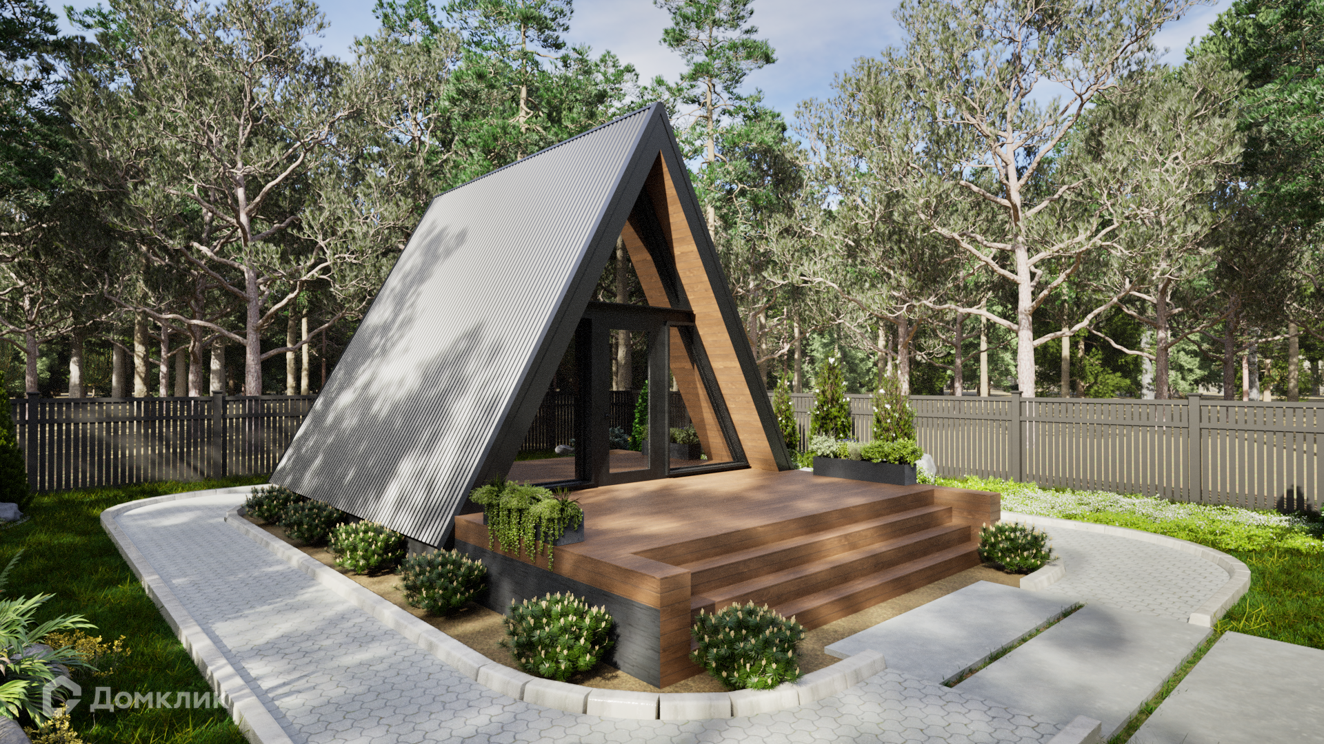 Проект дома «А-фрейм» компании Везём Дом из материала Каркасный дом площадью 47м² под ключ за 2890000₽ в Донецке | 2 этажа, 1 спальня, 1 санузел – Домклик