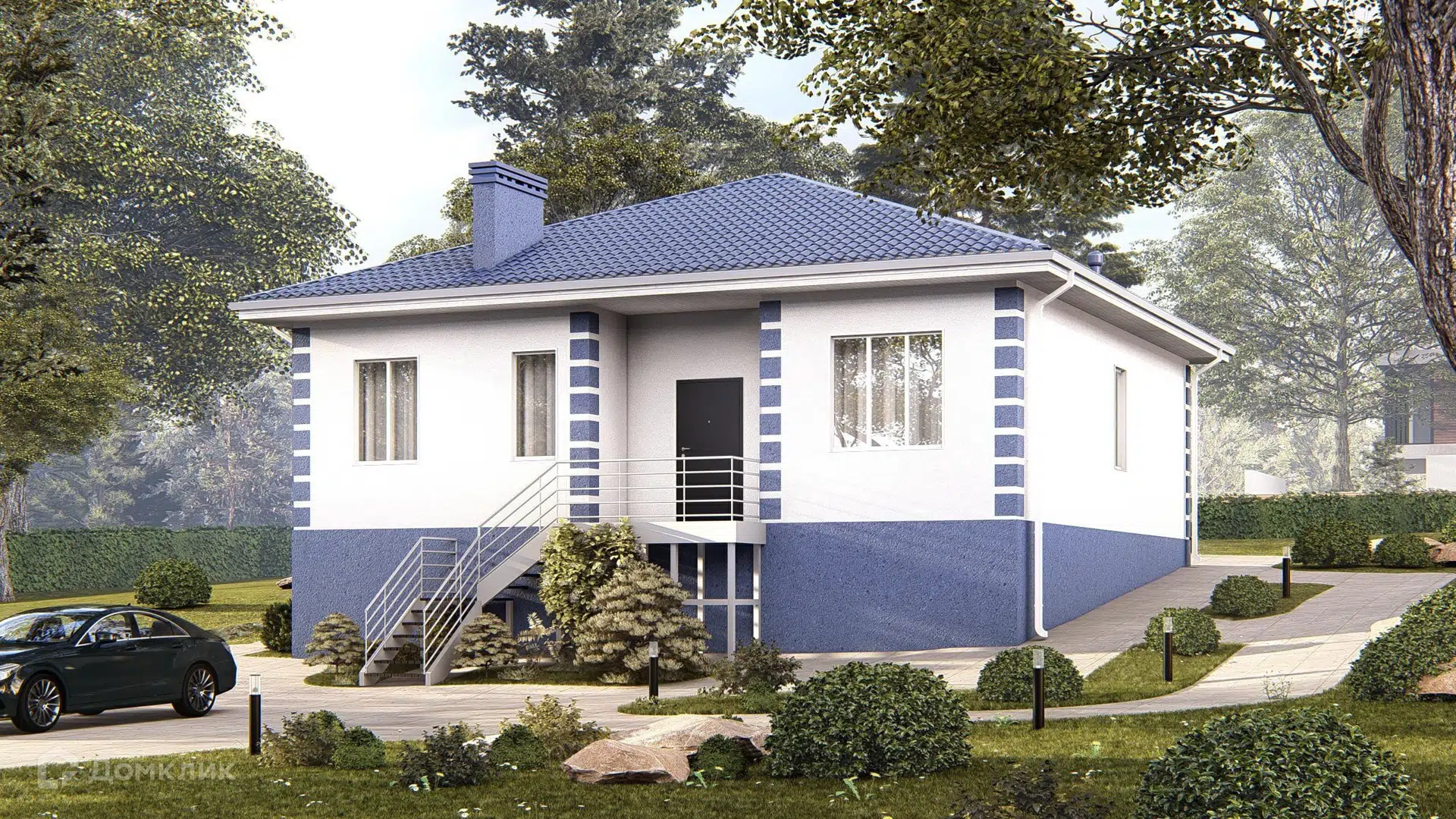 Проект дома «Санторини» компании ИП Ветринская Елена Александровна из материала Газобетонные блоки площадью 131.1м² под ключ за 6848805₽ в Донецке | 1 этаж, 3 спальни, 1 санузел – Домклик