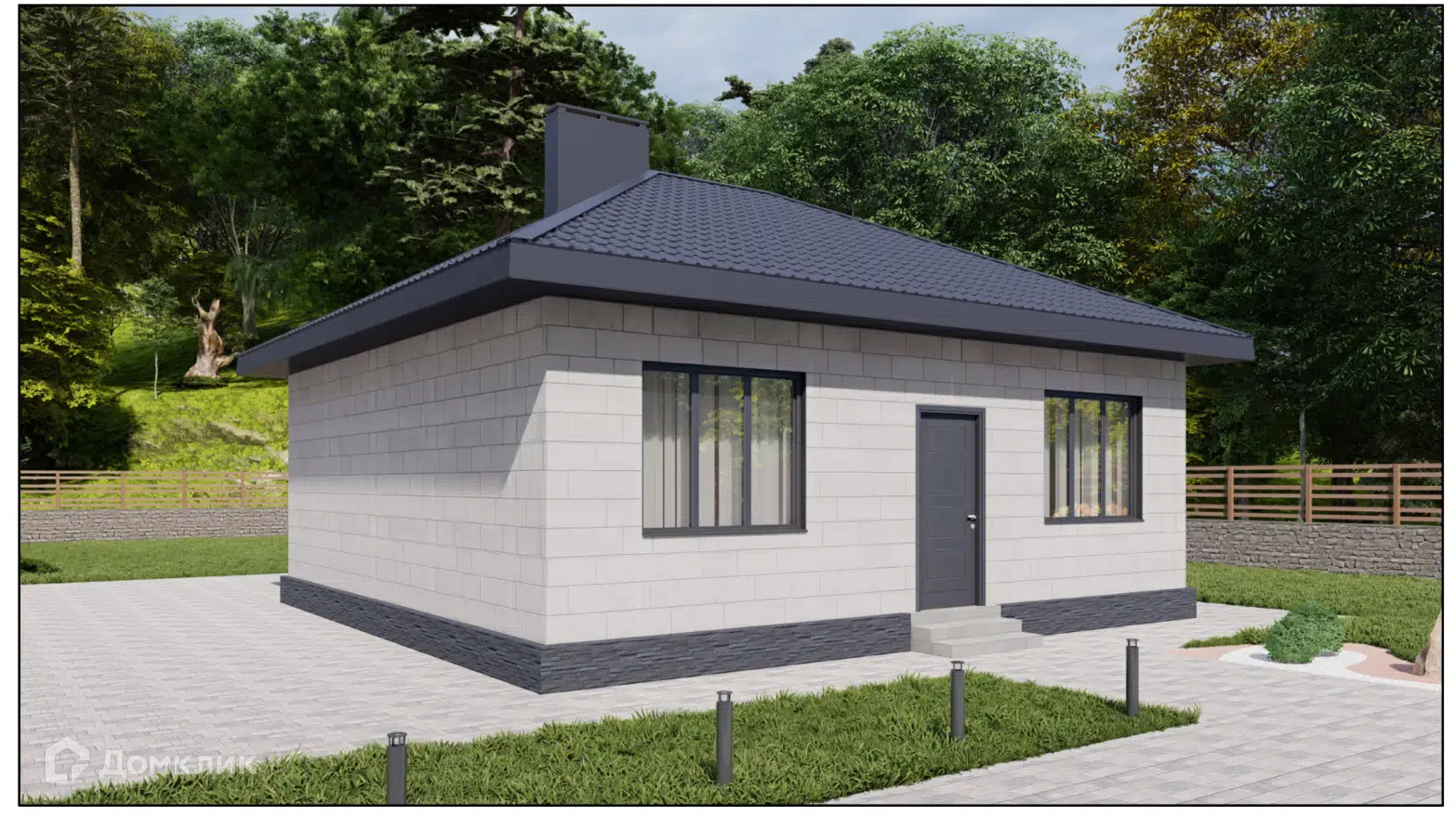 Проект дома «Классик 68-2» компании ИП Кочконян А.С. из материала Газобетонные блоки площадью 68м² под ключ за 5548387₽ в Донецке | 1 этаж, 3 спальни, 1 санузел – Домклик