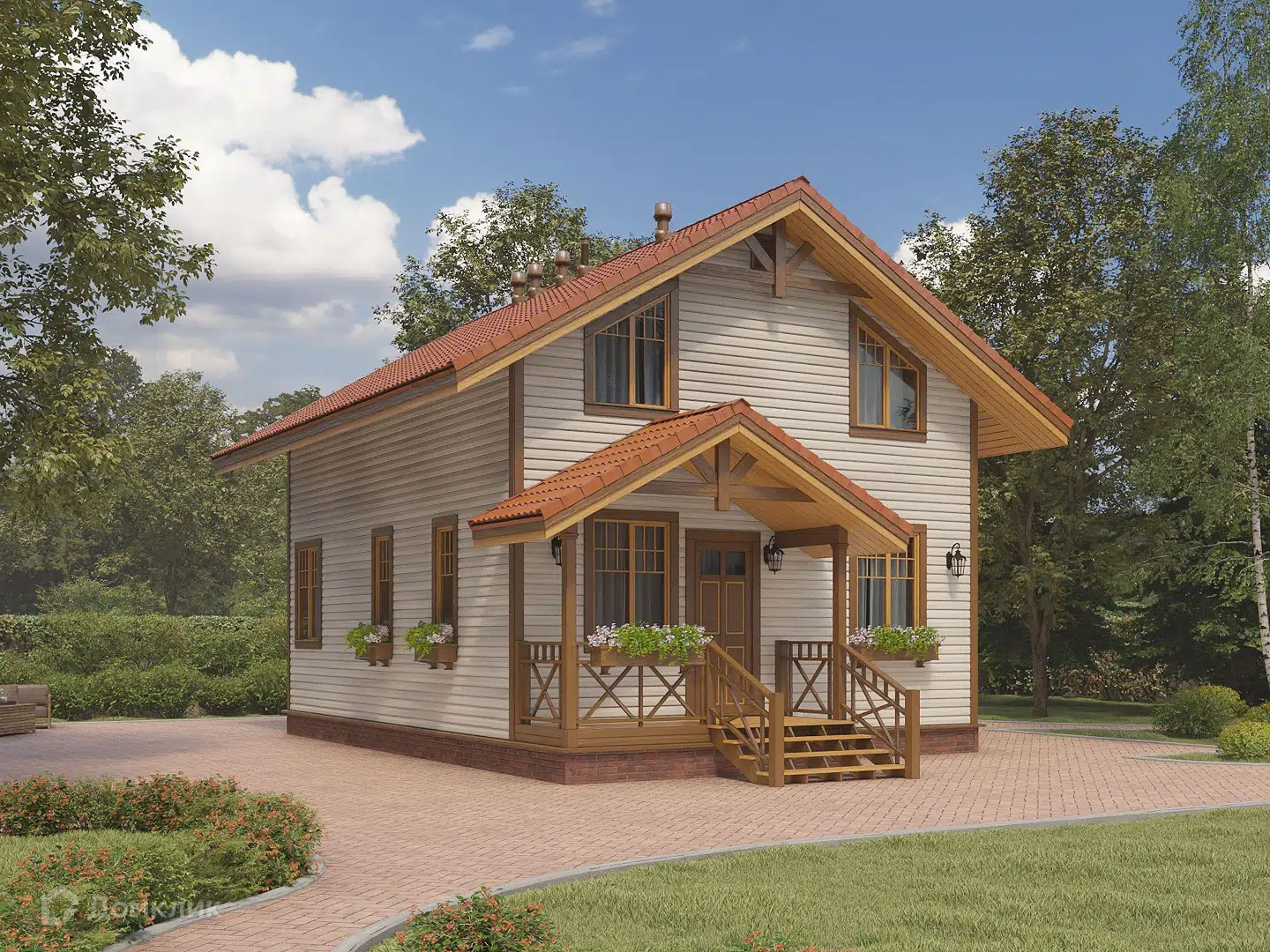 Проект дома «Норд М - 2 К-200 8,5х7 м К» компании Теремъ из материала Каркасный дом площадью 96м² под ключ за 6428894₽ в Луганске | 2 этажа, 5 спален, 2 санузла – Домклик