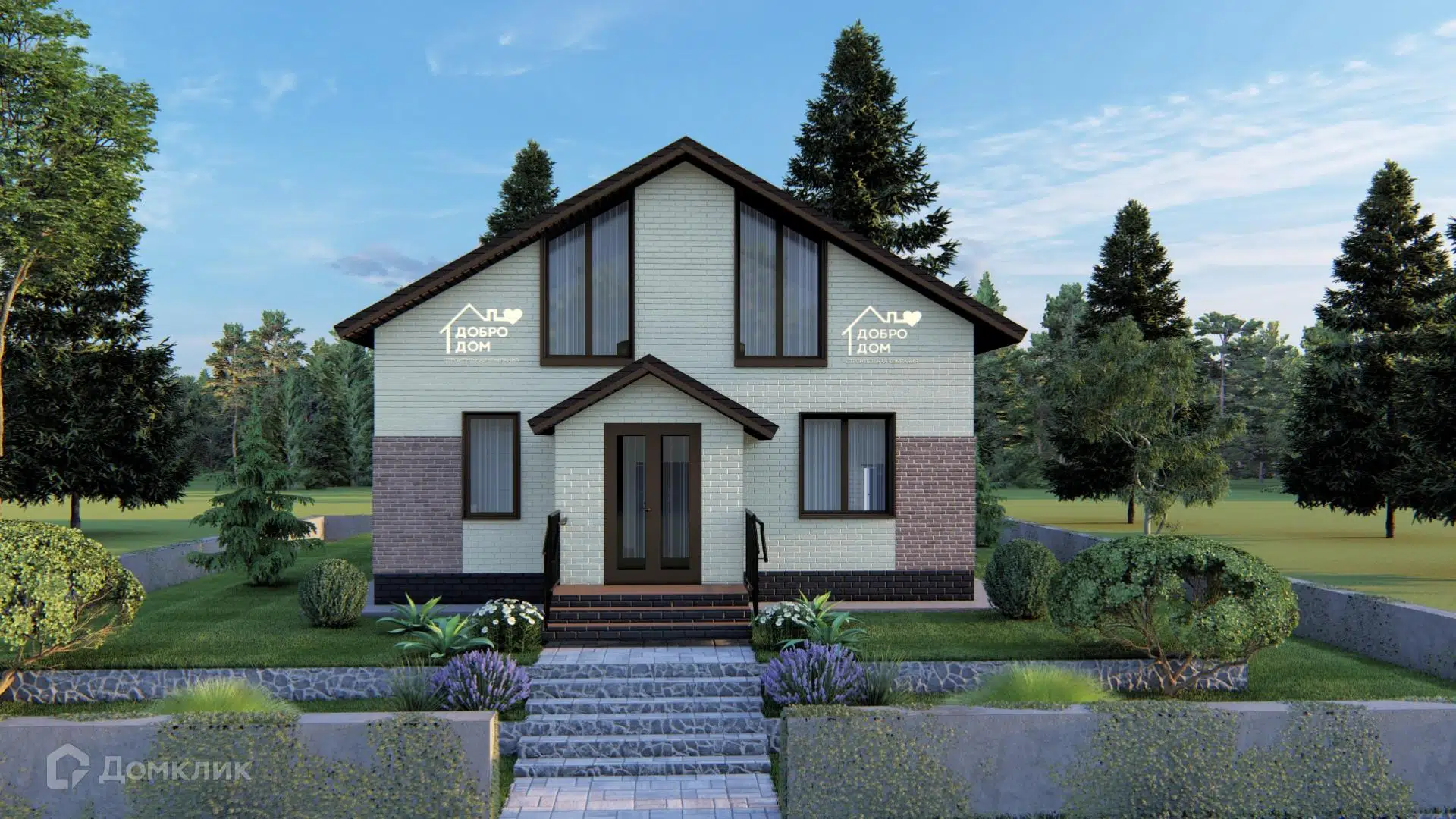 Проект дома «Коттедж Эридан» компании СК «Добро Дом» из материала Газобетонные блоки площадью 155м² под ключ за 7550000₽ в Донецке | 2 этажа, 5 спален, 3 санузла – Домклик