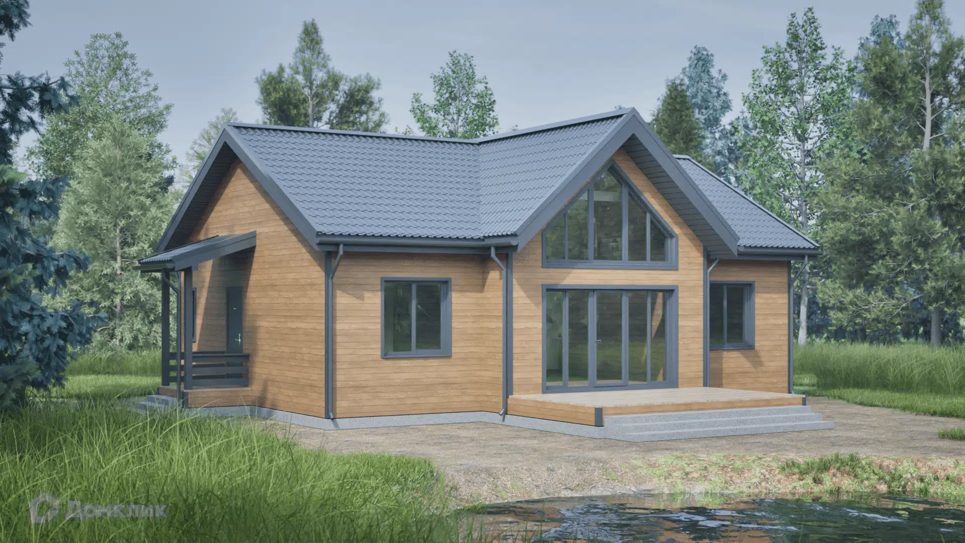 Проект дома «Проект "ИНДИВИДУАЛЬНЫЙ 1"» компании СК «ИМПЕРИЯ» из материала Каркасный дом площадью 109.3м² под ключ за 7350000₽ в Донецке | 1 этаж, 3 спальни, 2 санузла – Домклик