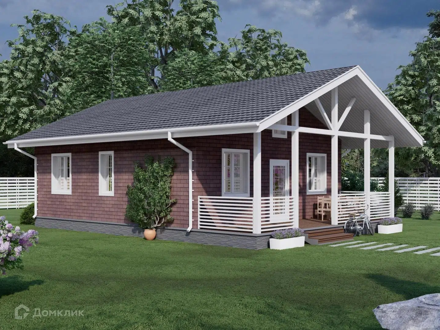 Проект дома «КД-70» компании СК «Честный Дом» из материала Каркасный дом площадью 80.7м² под ключ за 6550000₽ в Донецке | 1 этаж, 3 спальни, 2 санузла – Домклик