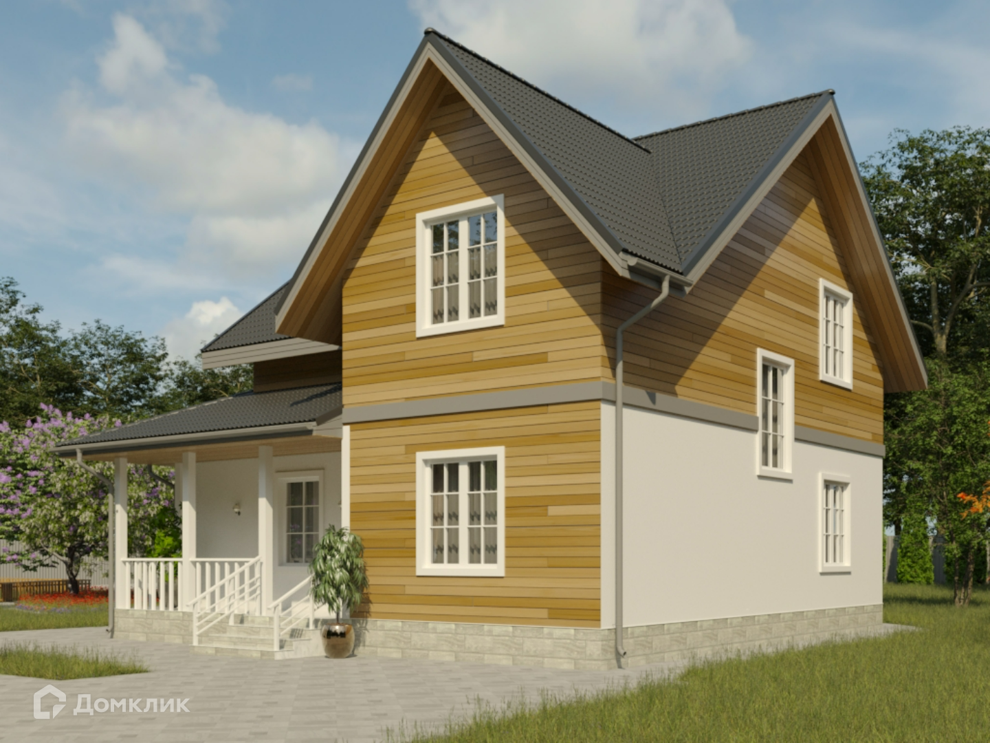 Проект дома «Вернон» компании Вигвам.ру из материала Газобетонные блоки площадью 134.8м² под ключ за 7820549₽ в Донецке | 2 этажа, 4 спальни, 2 санузла – Домклик