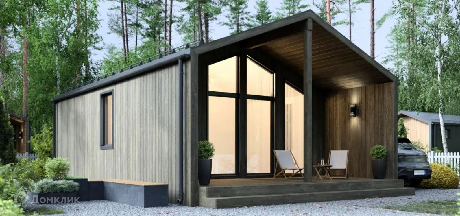 Проект дома «Барн 6х6 с террасой» компании Твой Домостроитель из материала Каркасный дом площадью 31.8м² под ключ за 3093000₽ в Донецке | 1 этаж, 1 спальня, 1 санузел – Домклик