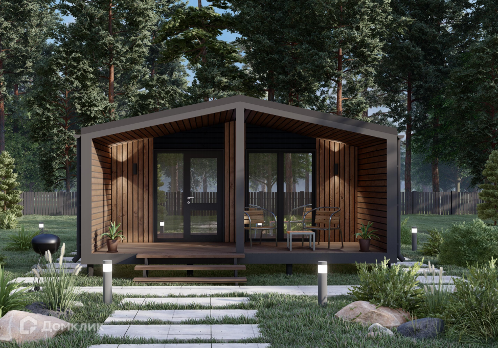 Проект дома «Северный Барн 51» компании Пока нет Дома из материала Модульный дом площадью 43.3м² под ключ за 4350000₽ в Донецке | 1 этаж, 1 спальня, 1 санузел – Домклик