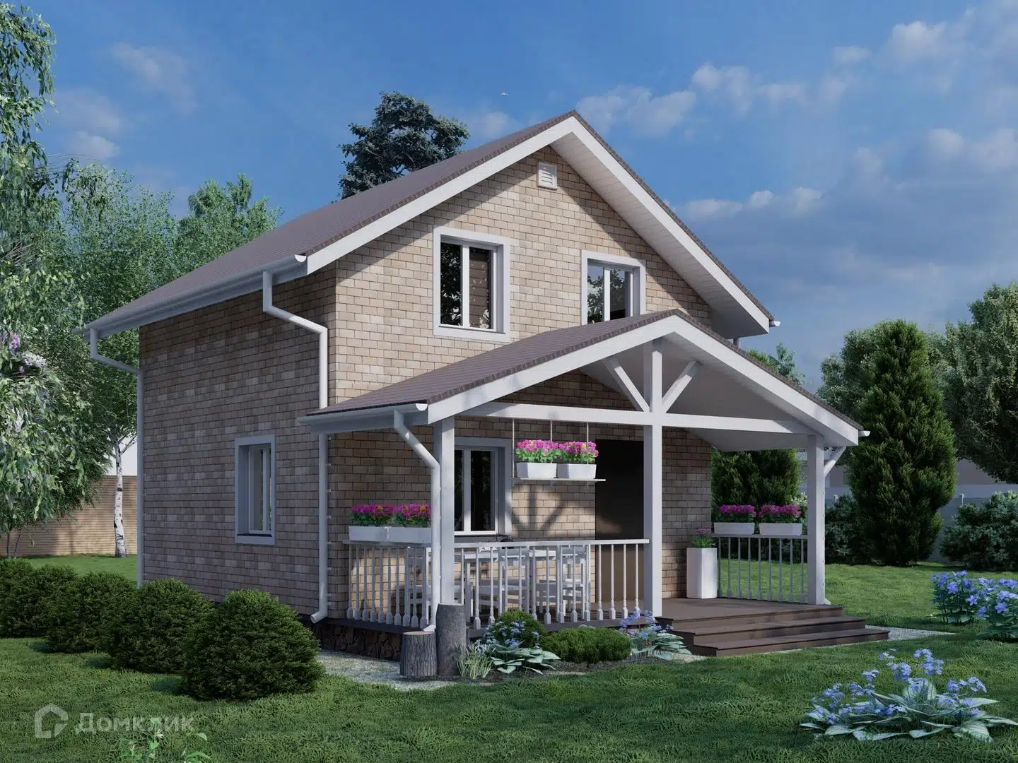 Проект дома «КД-89» компании СК «Честный Дом» из материала Каркасно-щитовая технология площадью 72м² под ключ за 3480000₽ в Донецке | 2 этажа, 2 спальни, 2 санузла – Домклик