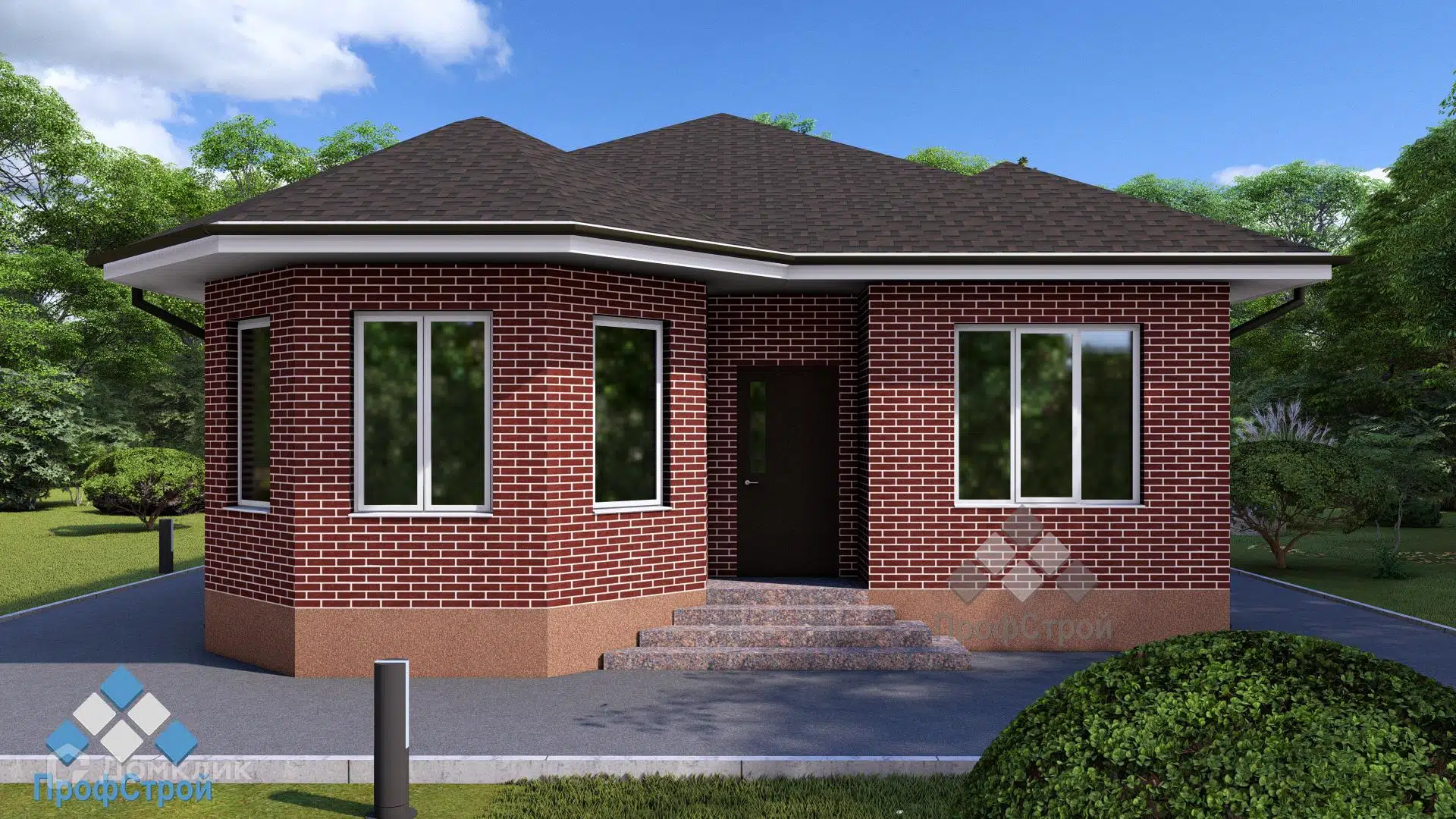 Проект дома «Нептун» компании ПрофСтрой из материала Газобетонные блоки площадью 96.14м² под ключ за 5640000₽ в Донецке | 1 этаж, 3 спальни, 1 санузел – Домклик