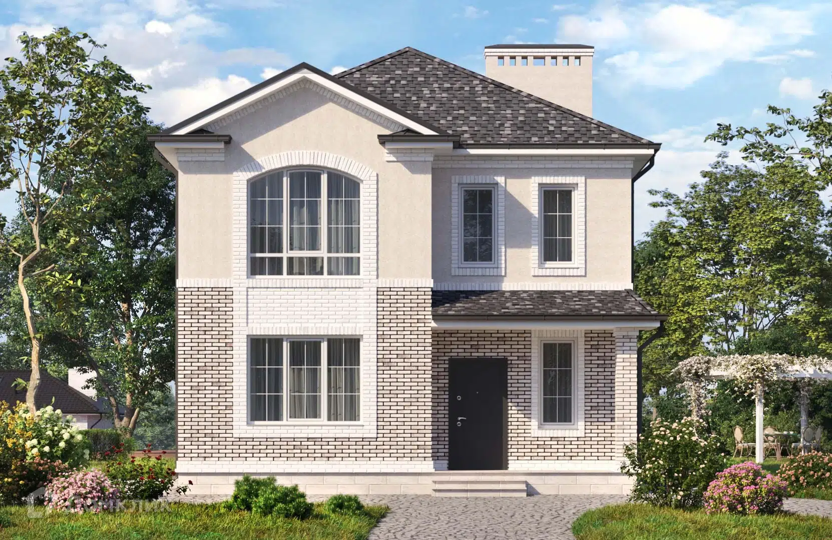 Проект дома «Новация 228» компании Подрядчик Стройдом из материала Кирпич площадью 148м² под ключ за 6150000₽ в Донецке | 2 этажа, 4 спальни, 2 санузла – Домклик