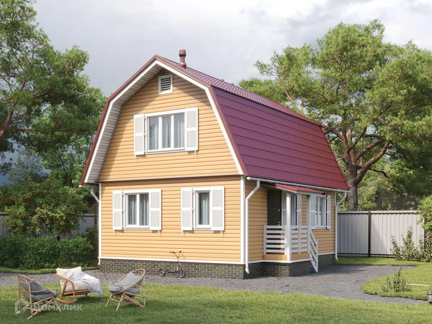 Проект дома «Лидер ЛК - 8 К-200 6х8 м» компании Теремъ из материала Каркасный дом площадью 78.73м² под ключ за 3384000₽ в Донецке | 2 этажа, 2 спальни, 1 санузел – Домклик