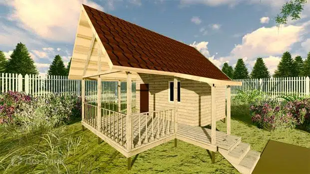 Проект дома «Проект №2» компании Земле-Строй из материала Брус естественной влажности площадью 37.5м² под ключ за 1435000₽ в Луганске | 1 этаж, 1 спальня, 1 санузел – Домклик