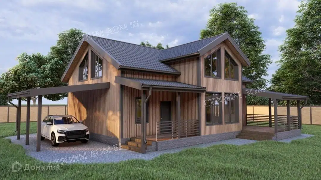 Проект дома «Двухэтажный каркасный дом 13,1х13,4м КД-29» компании СК Строим Дом 53 из материала Каркасный дом площадью 268м² под ключ за 7027000₽ в Донецке | 2 этажа, 4 спальни, 2 санузла – Домклик