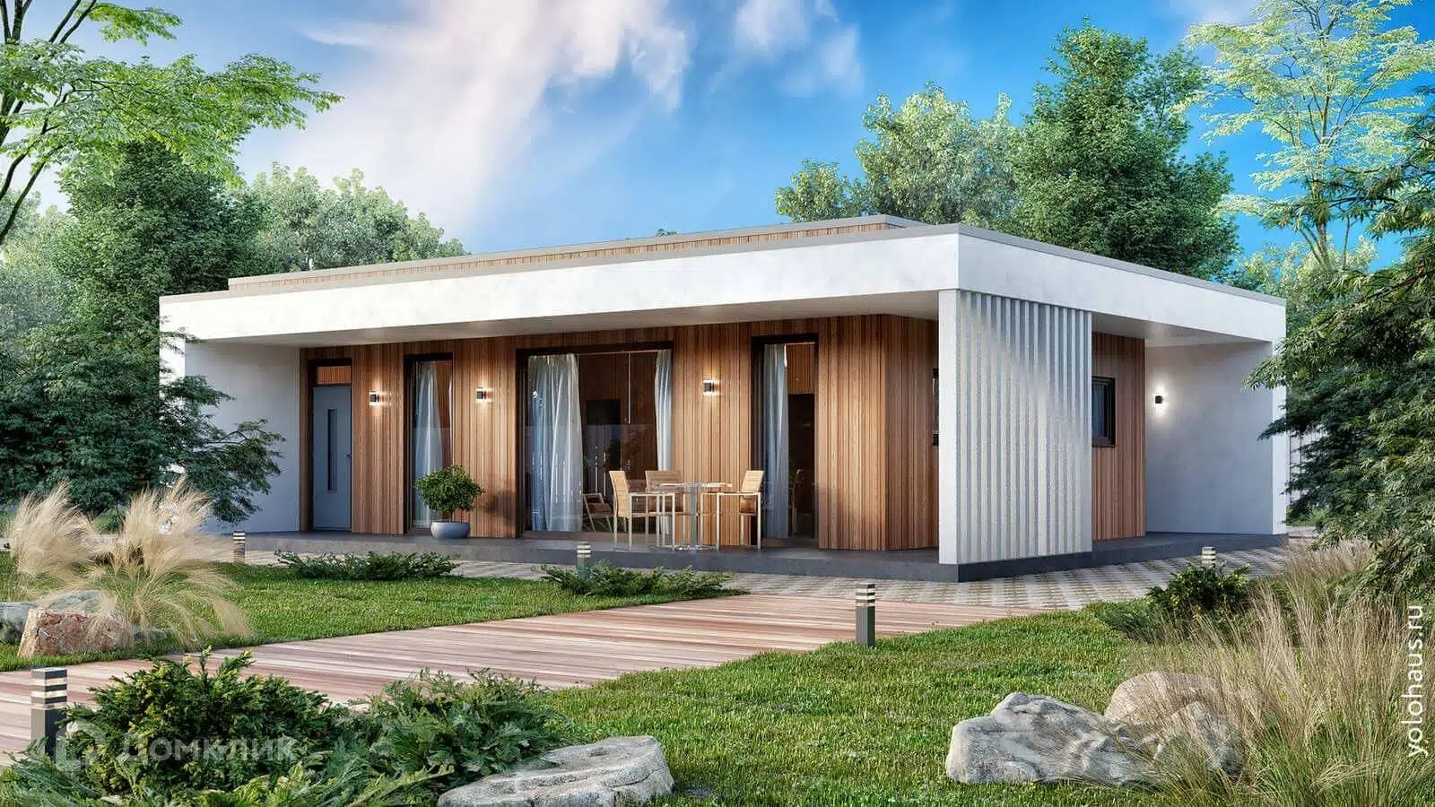 Проект дома «Газобетон С158» компании ЙОЛО ХАУС из материала Газобетонные блоки площадью 158м² под ключ за 7750000₽ в Донецке | 1 этаж, 3 спальни, 1 санузел – Домклик