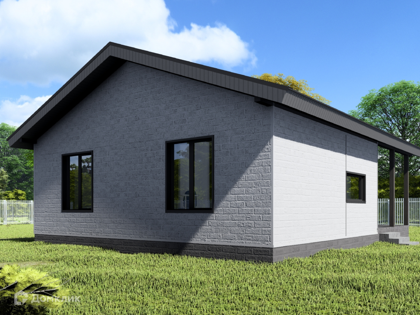 Проект дома «ГД-90» компании СККД-Group | Строительство КАРКАСНЫХ и КАМЕННЫХ домов Ижевск из материала Газобетонные блоки площадью 90м² под ключ за 5300000₽ в Луганске | 1 этаж, 3 спальни, 1 санузел – Домклик