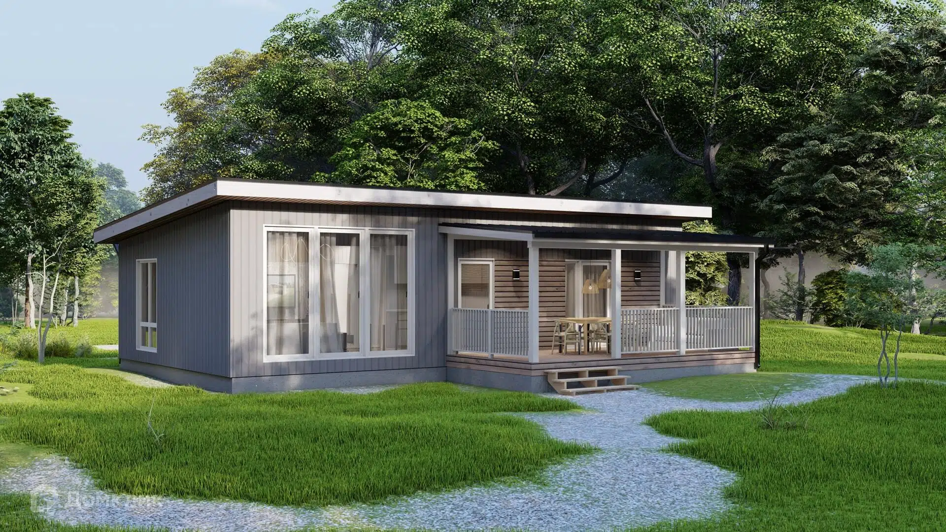 Проект дома «Модульный дом Scandi 94» компании Авангард Строй из материала Модульный дом площадью 94.3м² под ключ за 5722000₽ в Донецке | 1 этаж, 3 спальни, 1 санузел – Домклик