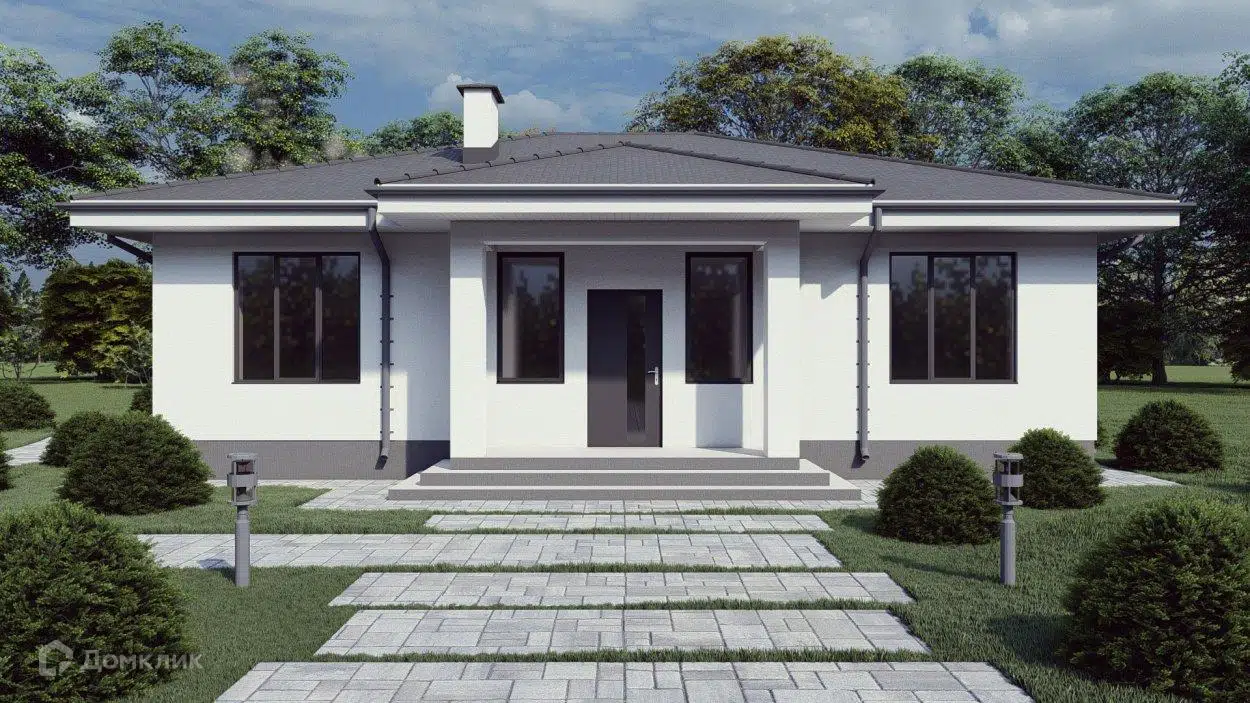 Проект дома «Б-105» компании СК «Основание» из материала Газобетонные блоки площадью 105м² под ключ за 5775000₽ в Донецке | 1 этаж, 3 спальни, 2 санузла – Домклик