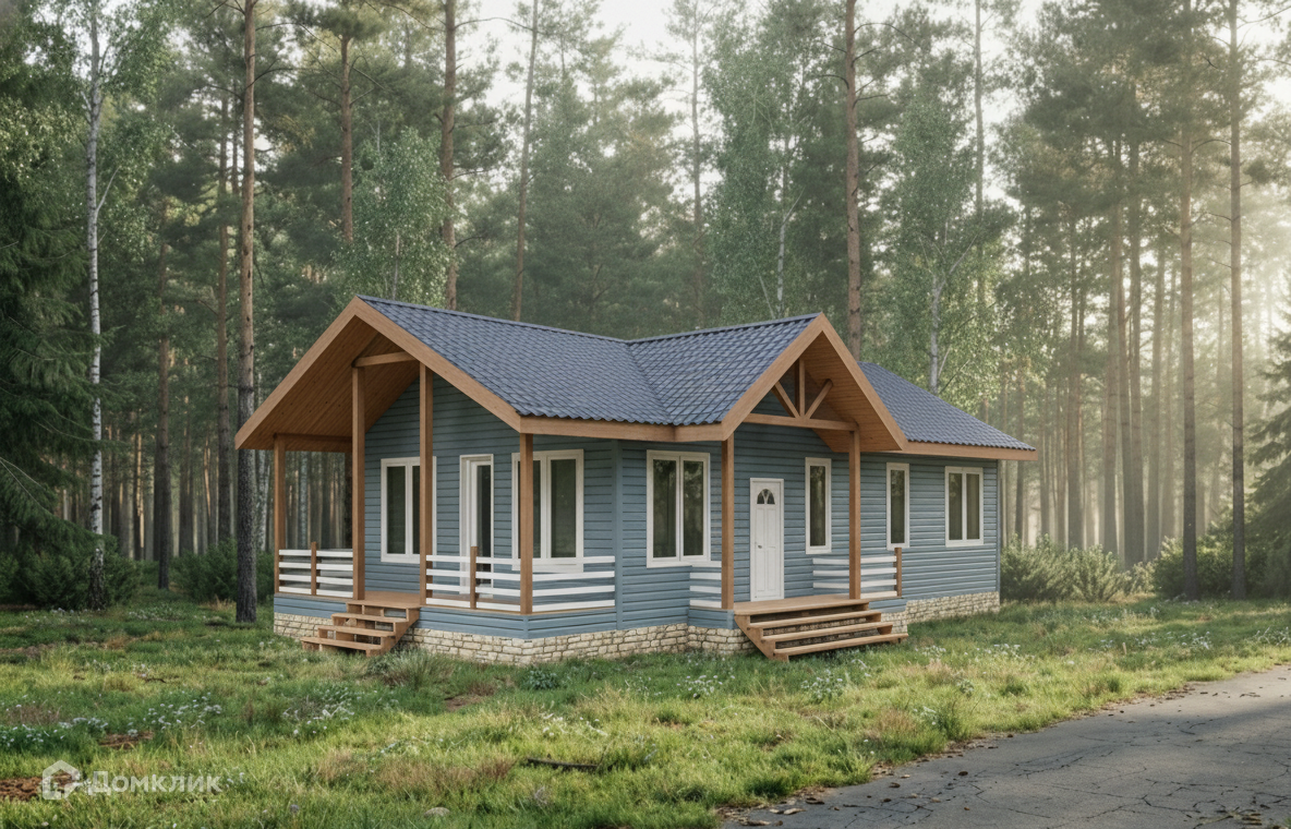 Проект дома «Е-26-122» компании СК «Архстройдом» из материала Каркасный дом площадью 95м² под ключ за 8662000₽ в Донецке | 1 этаж, 3 спальни, 1 санузел – Домклик