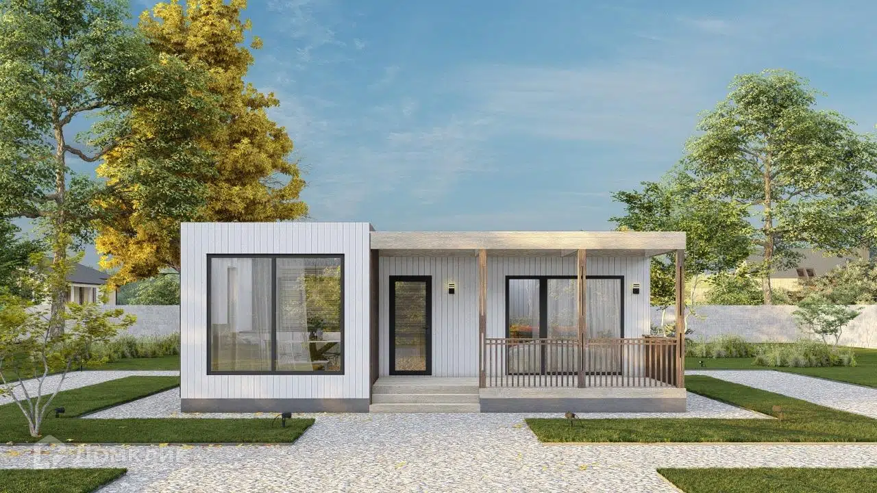 Проект дома «Модульный дом Cube 46» компании Авангард Строй из материала Модульный дом площадью 46.2м² под ключ за 2923000₽ в Луганске | 1 этаж, 1 спальня, 1 санузел – Домклик