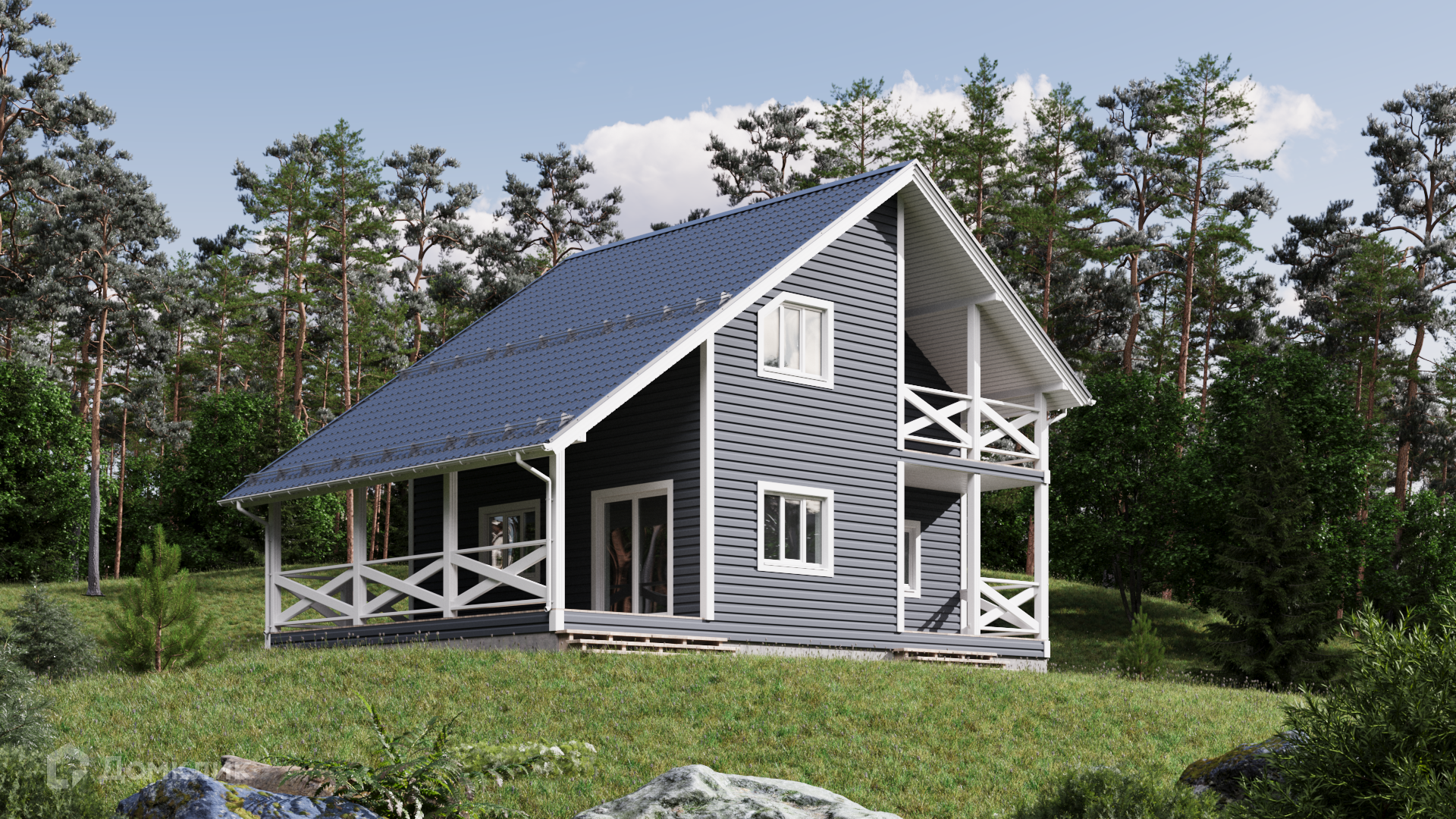 Проект дома «Николас 2» компании ООО «Комфорт-Проект» из материала Каркасный дом площадью 137м² под ключ за 5383000₽ в Донецке | 2 этажа, 3 спальни, 2 санузла – Домклик