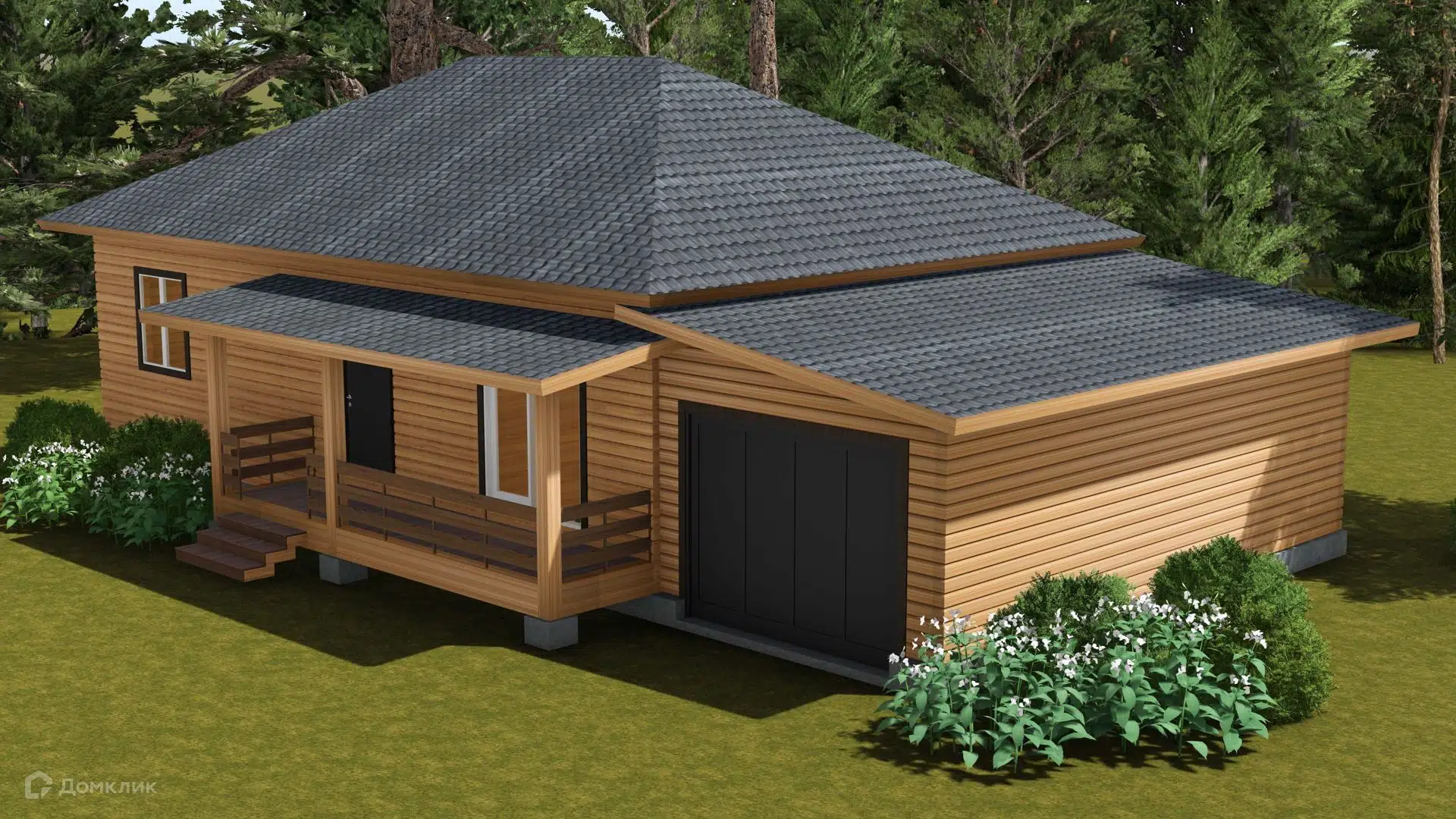 Проект дома «Брусовой дом ТА-130 с гаражом» компании Построй Свой Дом_ИП из материала Профилированный брус площадью 96м² под ключ за 7007588₽ в Донецке | 1 этаж, 3 спальни, 1 санузел – Домклик