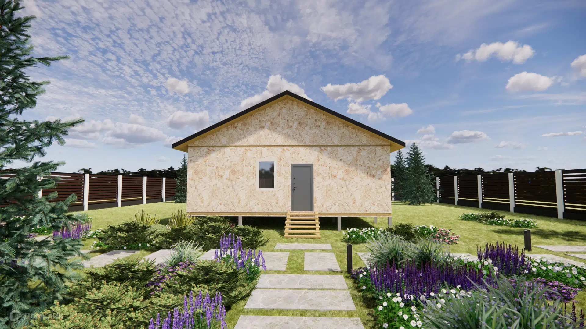 Проект дома «Рум 72» компании Строительство домов из СИП Панелей из материала SIP-панели площадью 63.3м² под ключ за 2995000₽ в Донецке | 1 этаж, 3 спальни, 1 санузел – Домклик