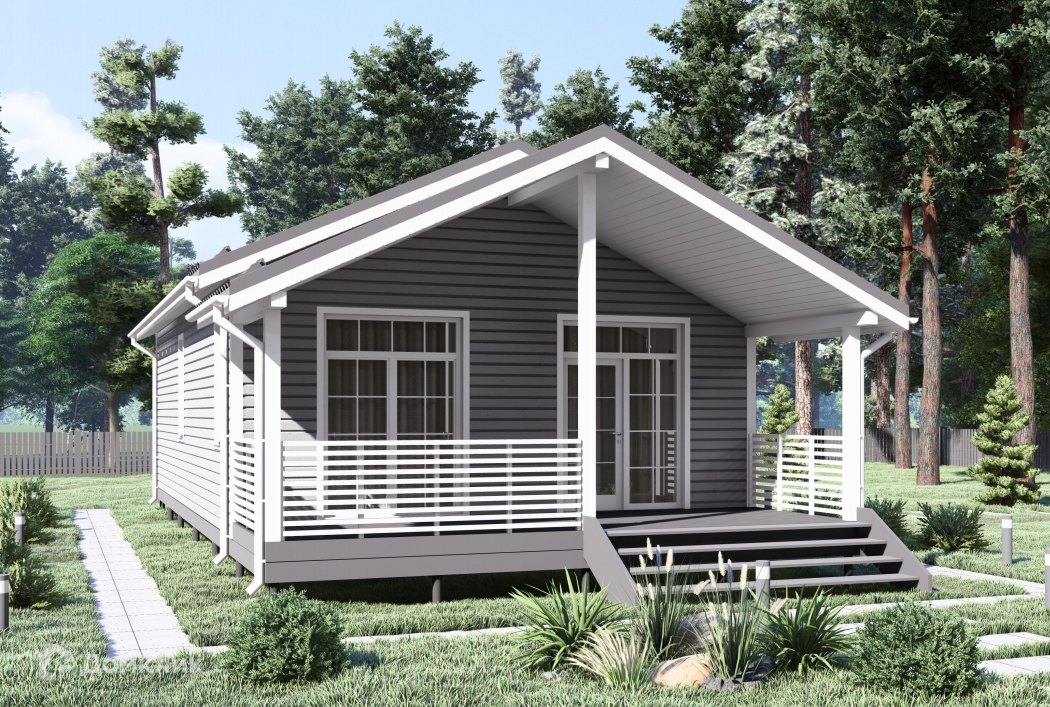 Проект дома «Настя» компании Пока нет Дома из материала Модульный дом площадью 83.7м² под ключ за 6800000₽ в Донецке | 1 этаж, 2 спальни, 1 санузел – Домклик